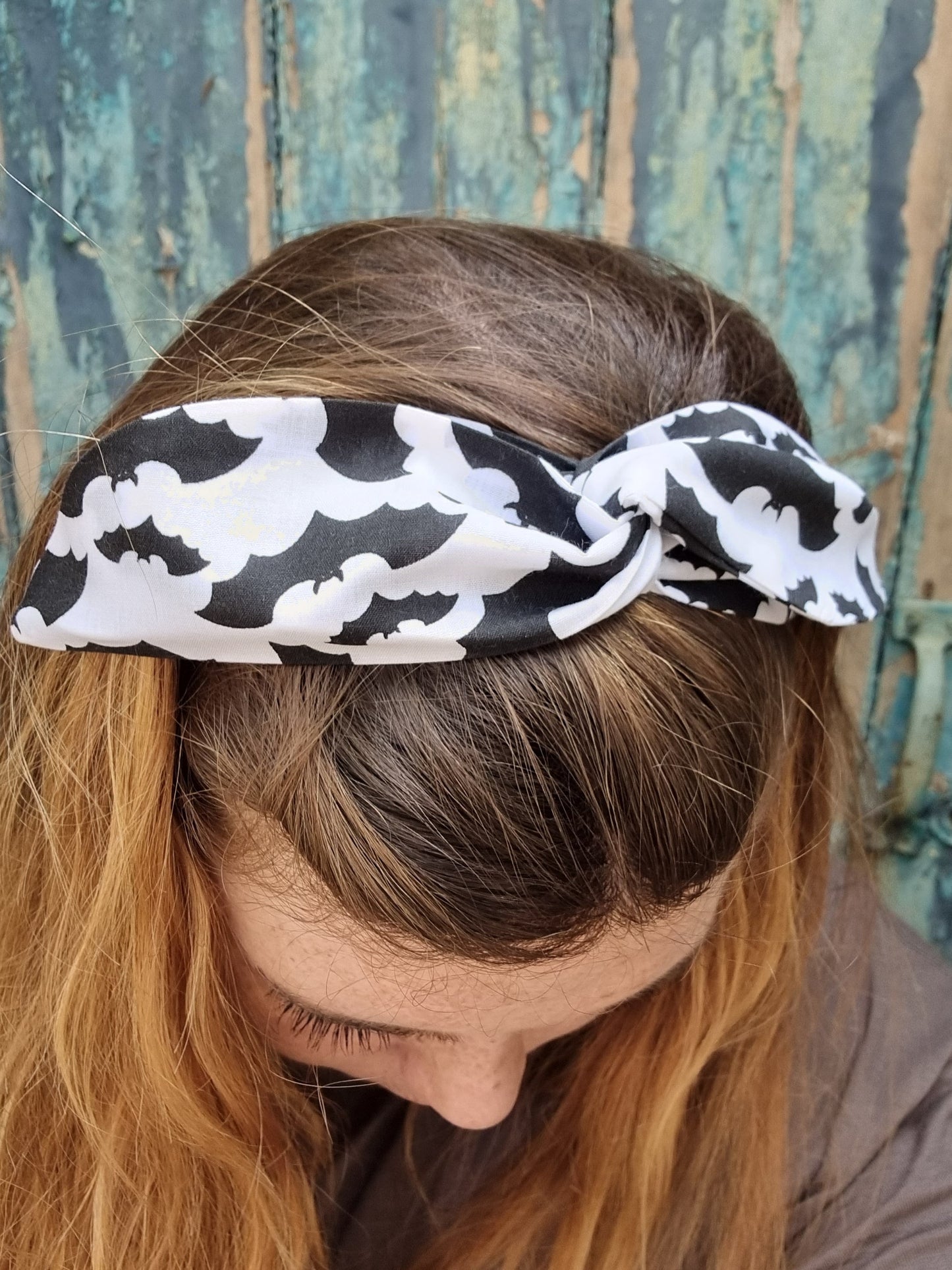 Halloween Black and White Bats Wired Headband