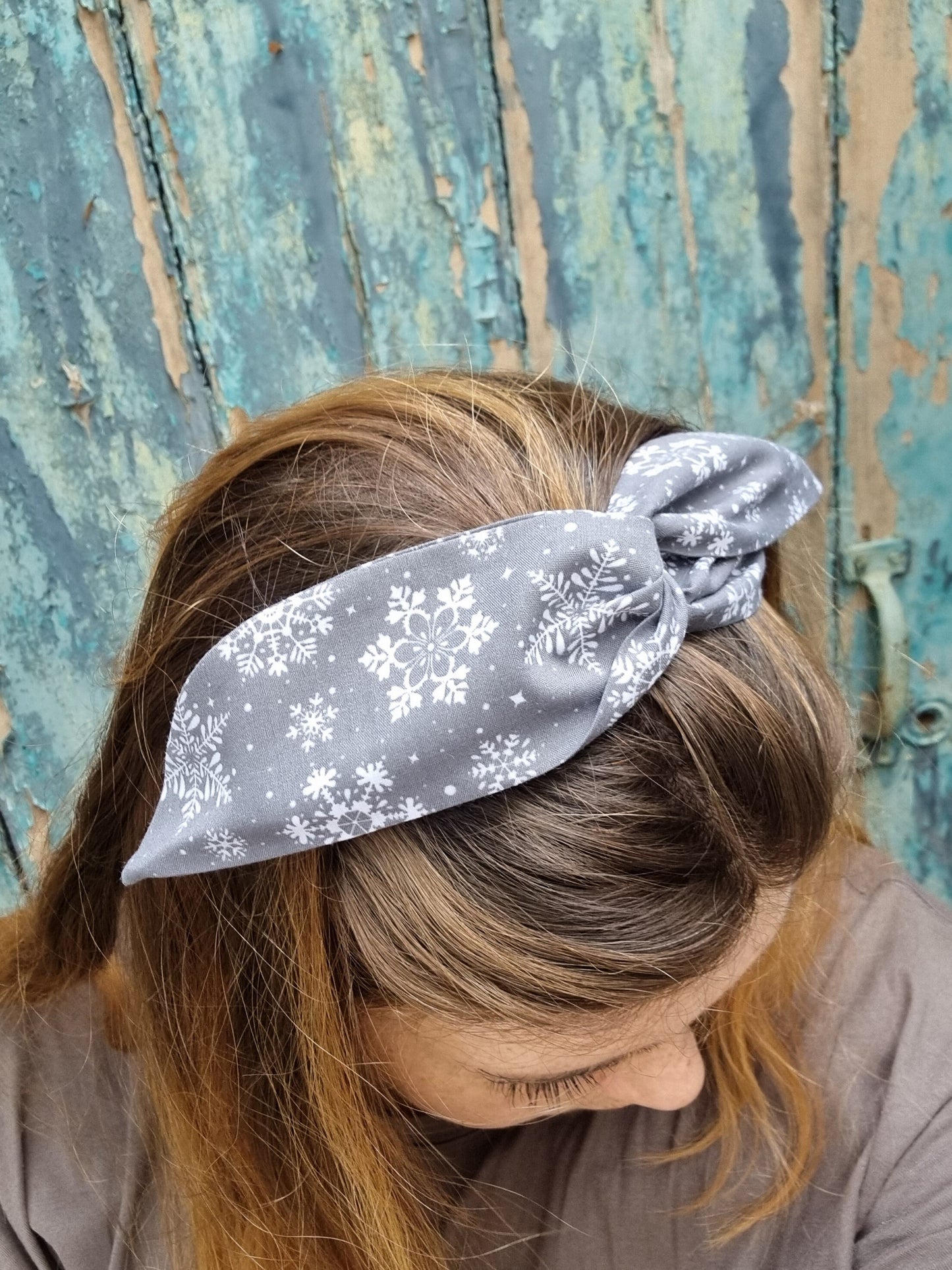 Grey Snowflakes Wired Headband