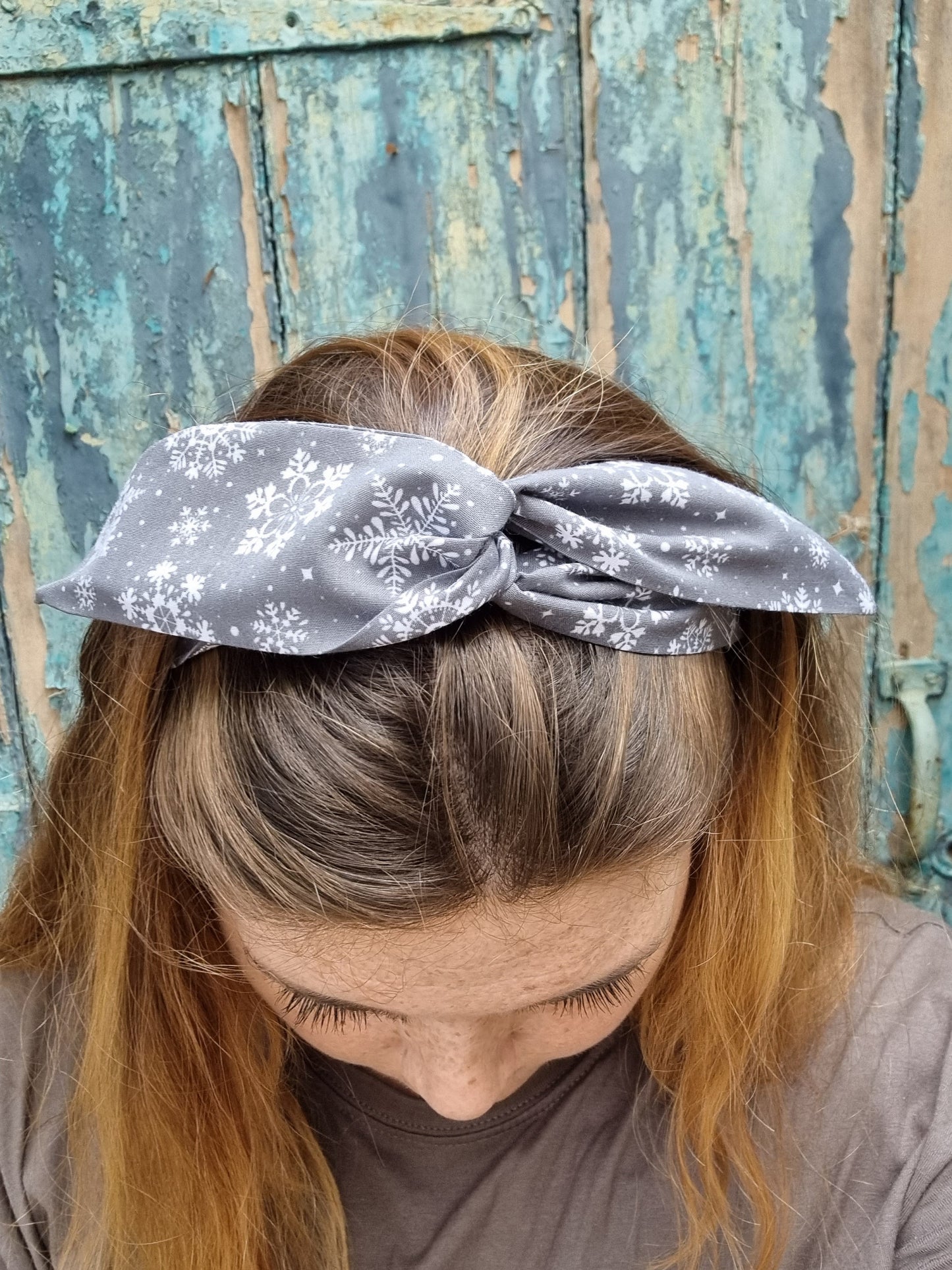 Grey Snowflakes Wired Headband