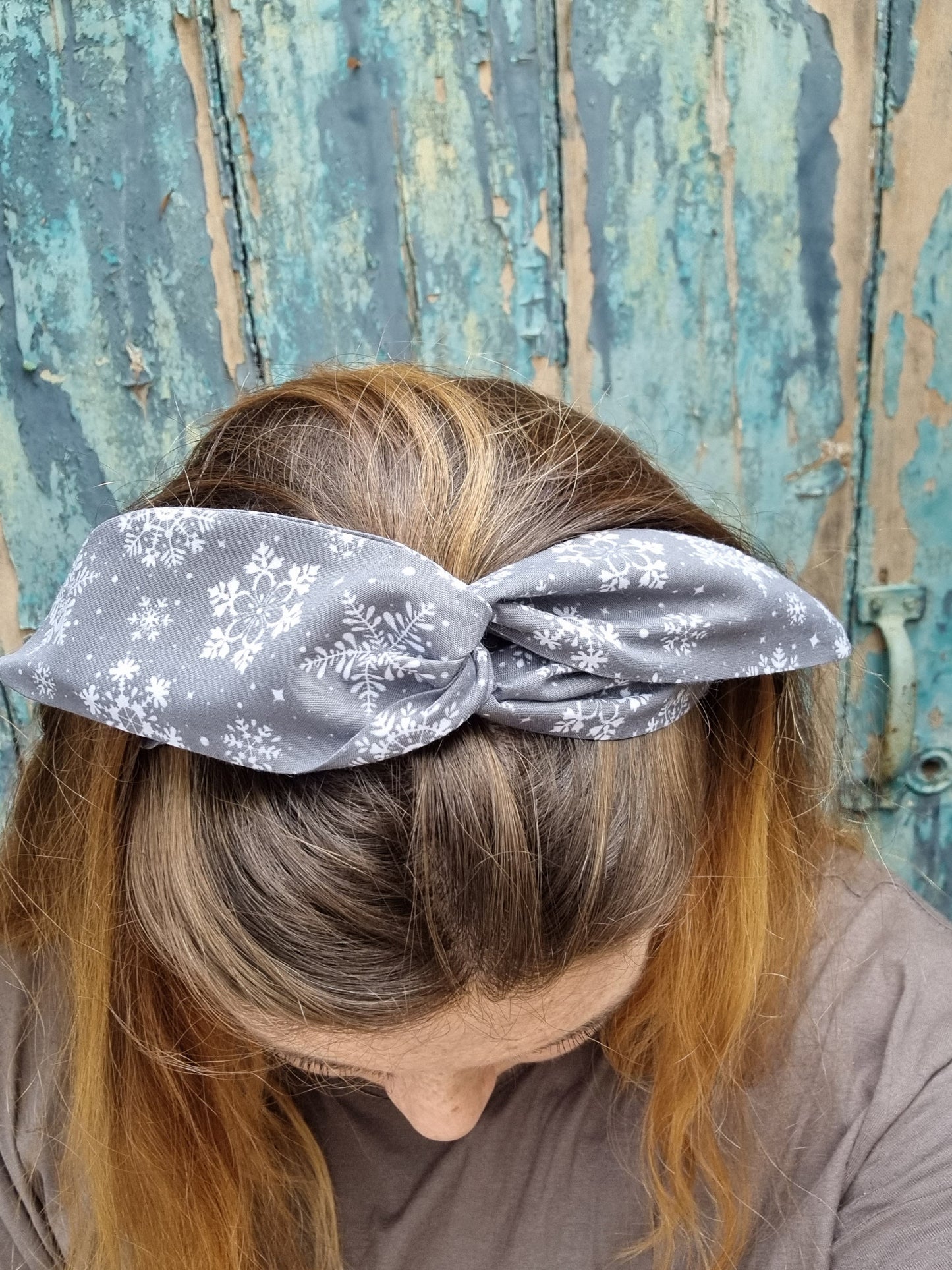 Grey Snowflakes Wired Headband