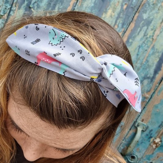 Grey Baby Dinos Wired Headband