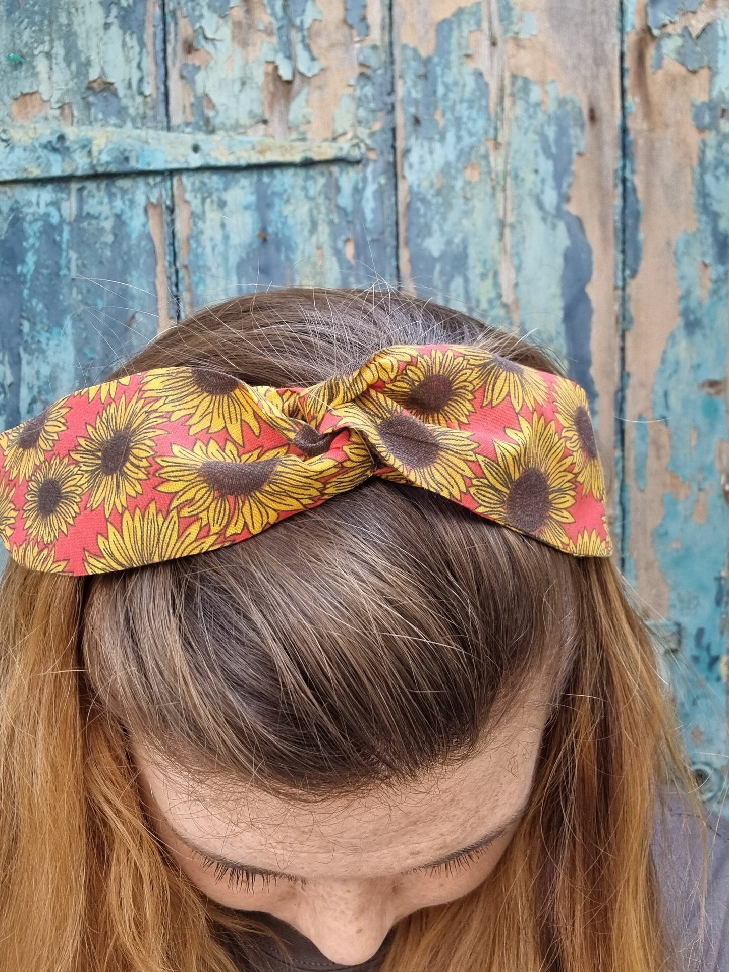 Red Sunflowers Wired Headband