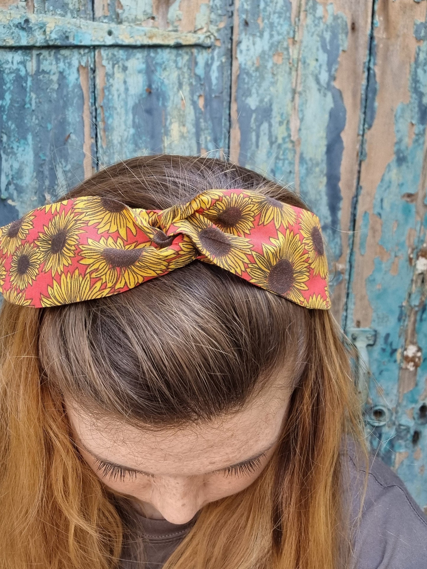 Red Sunflowers Wired Headband