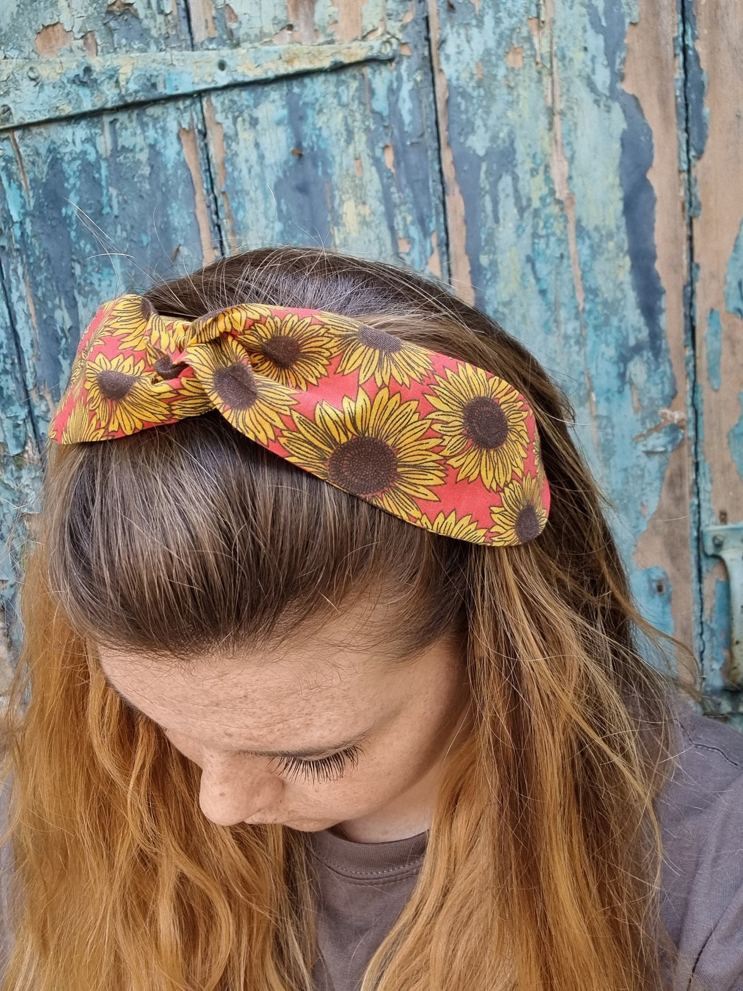 Red Sunflowers Wired Headband