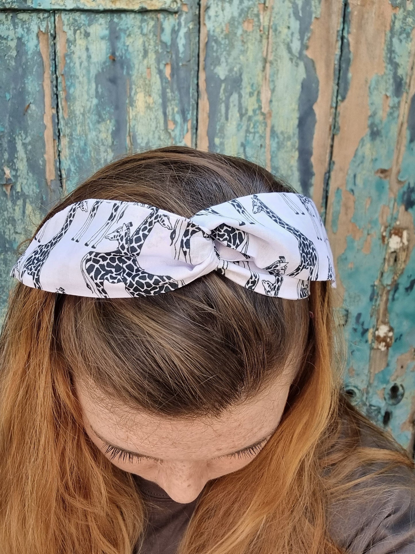 Black and White Giraffes Wired Headband