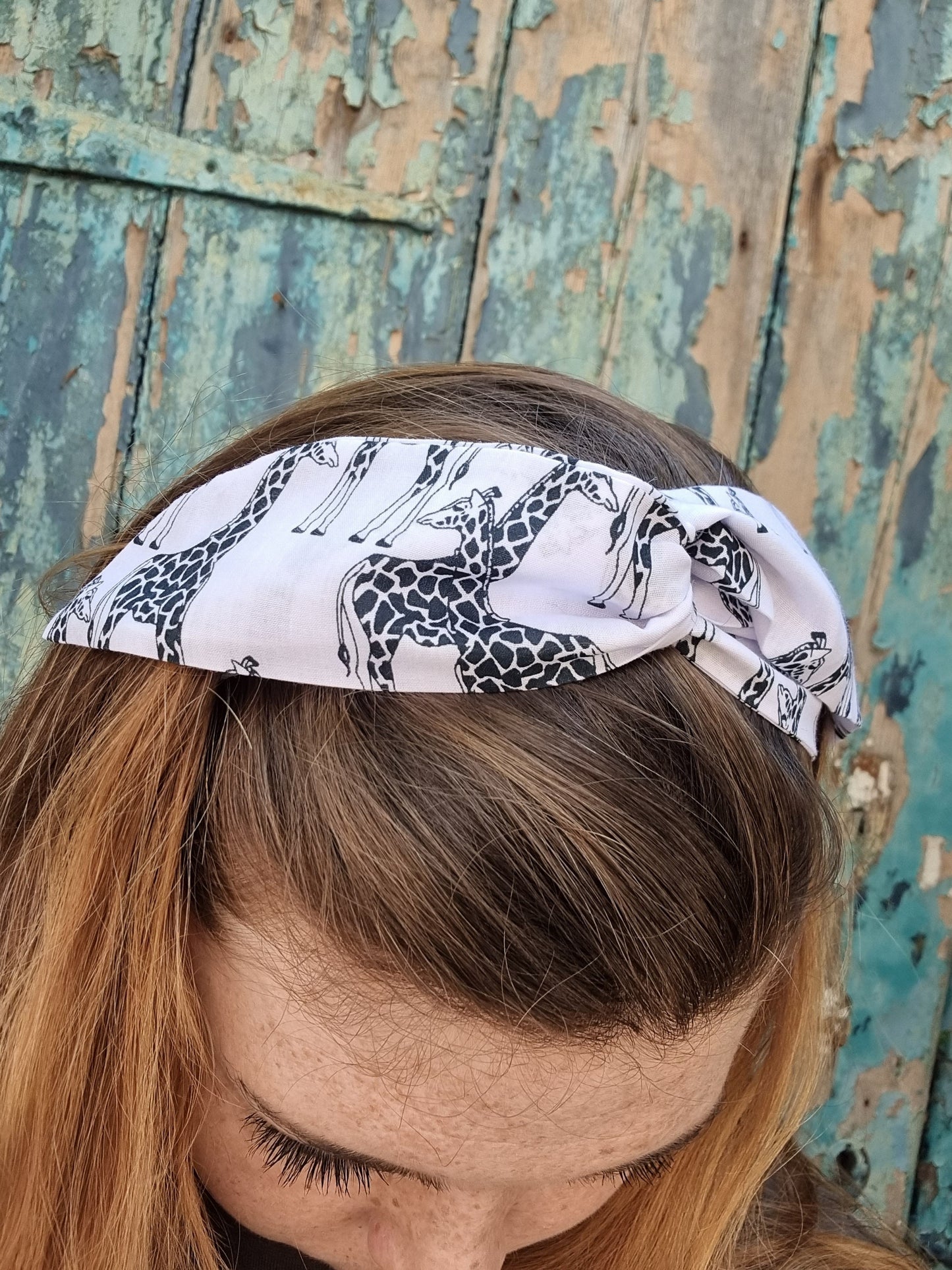 Black and White Giraffes Wired Headband