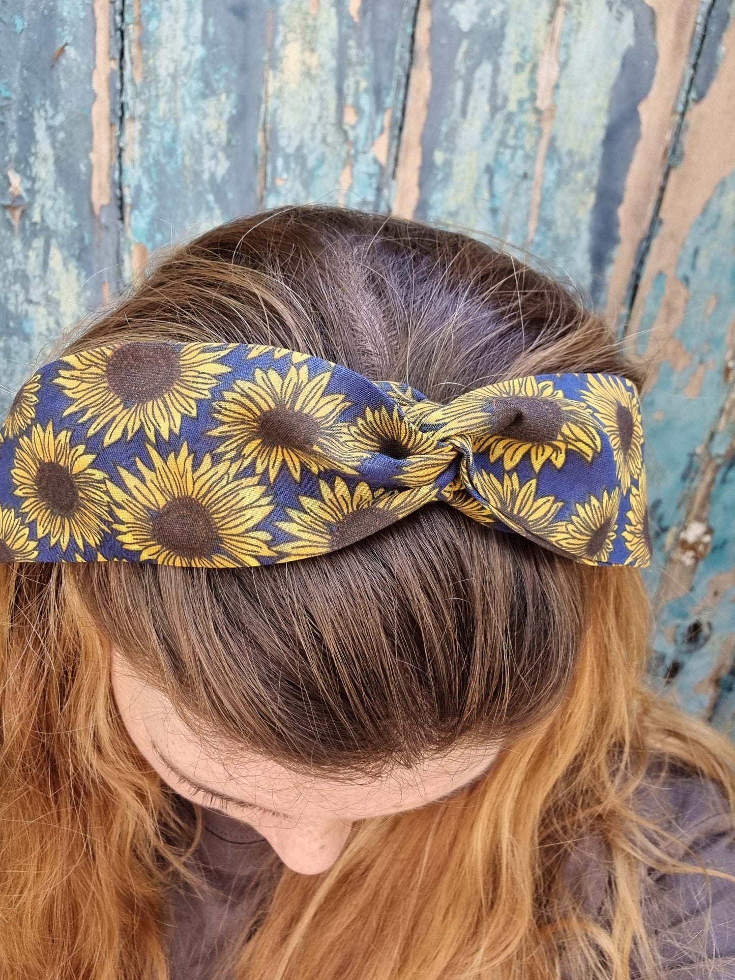 Navy Sunflowers Wired Headband