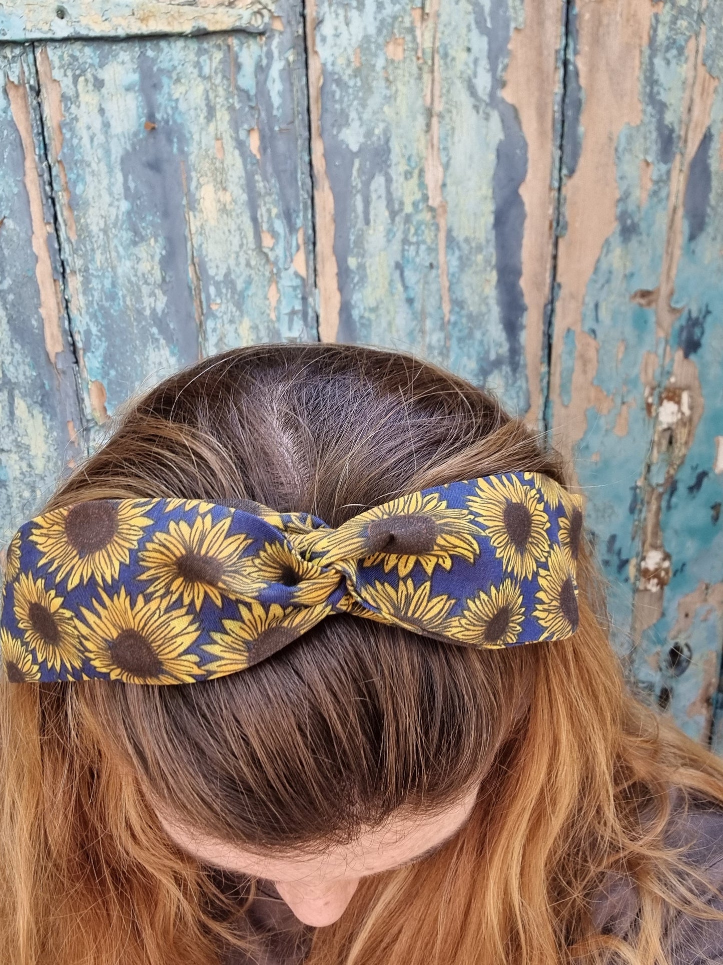 Navy Sunflowers Wired Headband