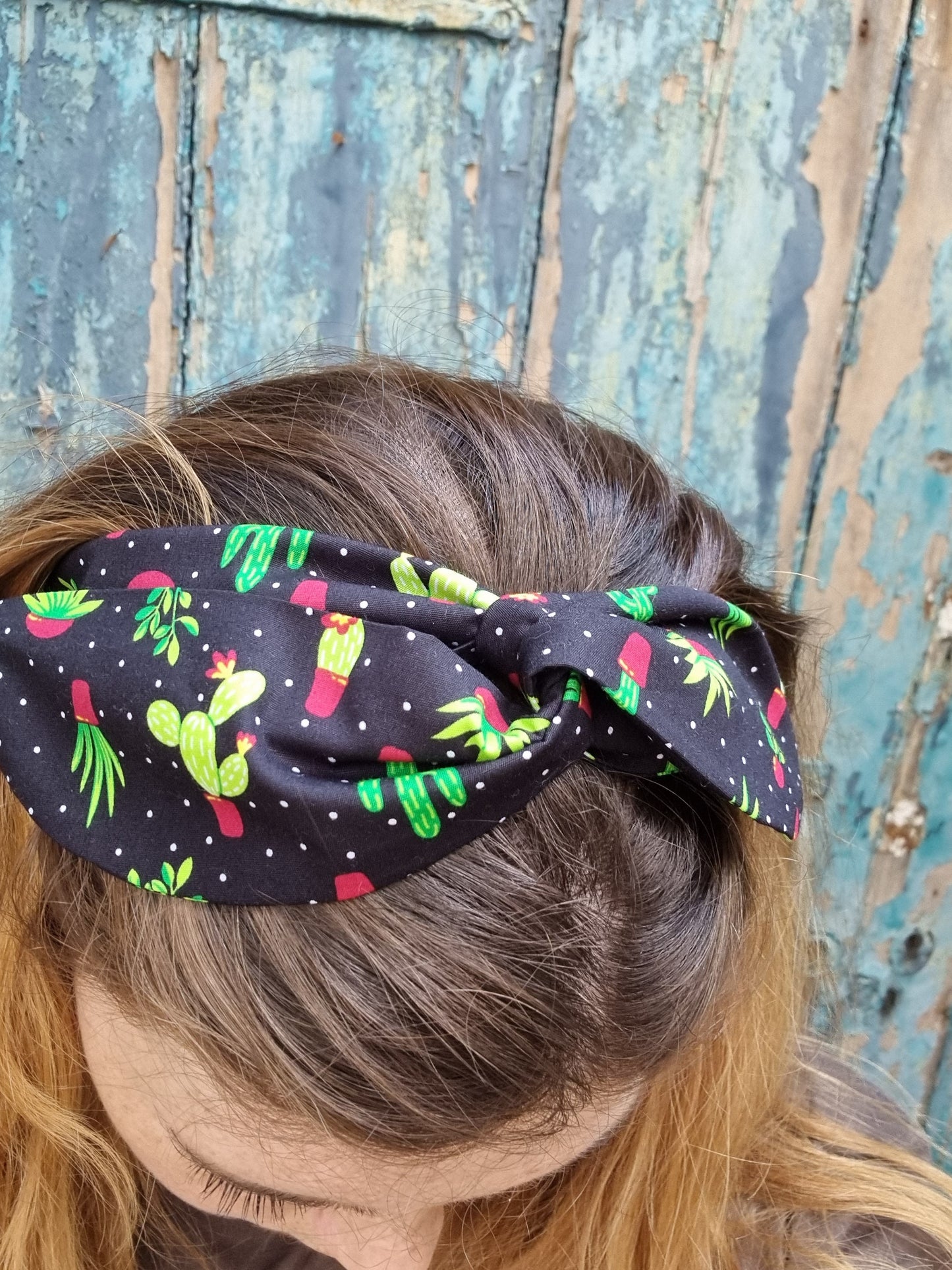 Black Potted Cacti Wired Headband