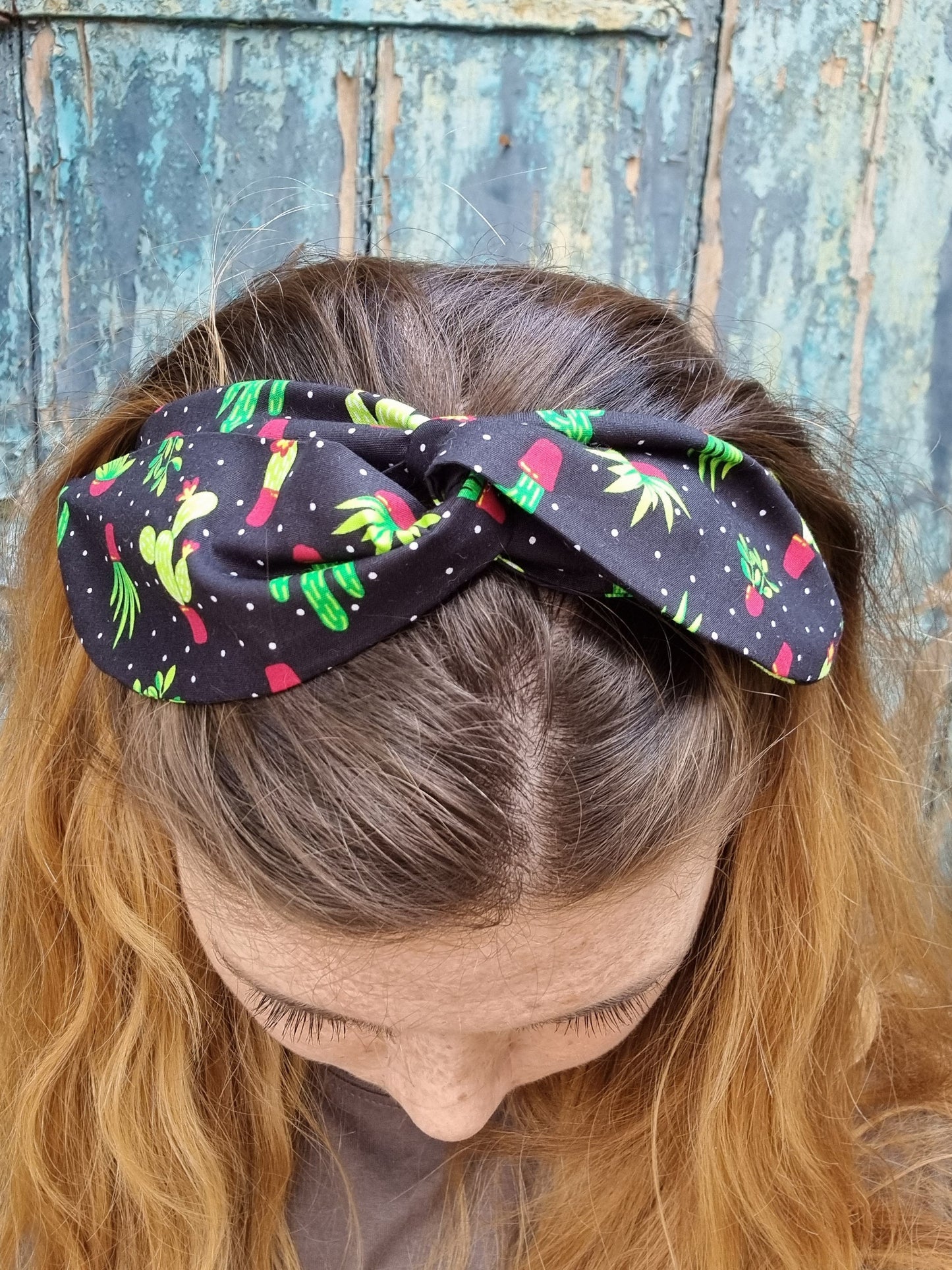 Black Potted Cacti Wired Headband