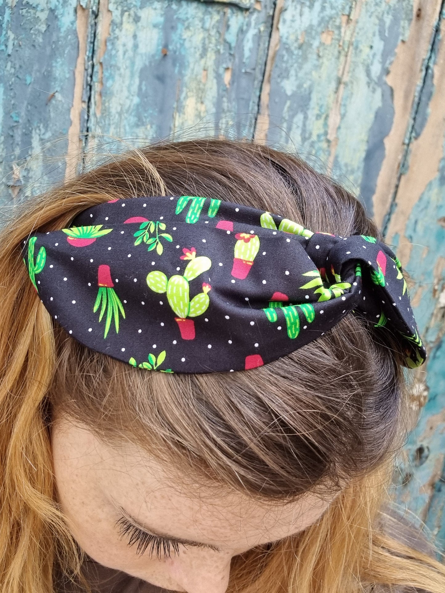 Black Potted Cacti Wired Headband