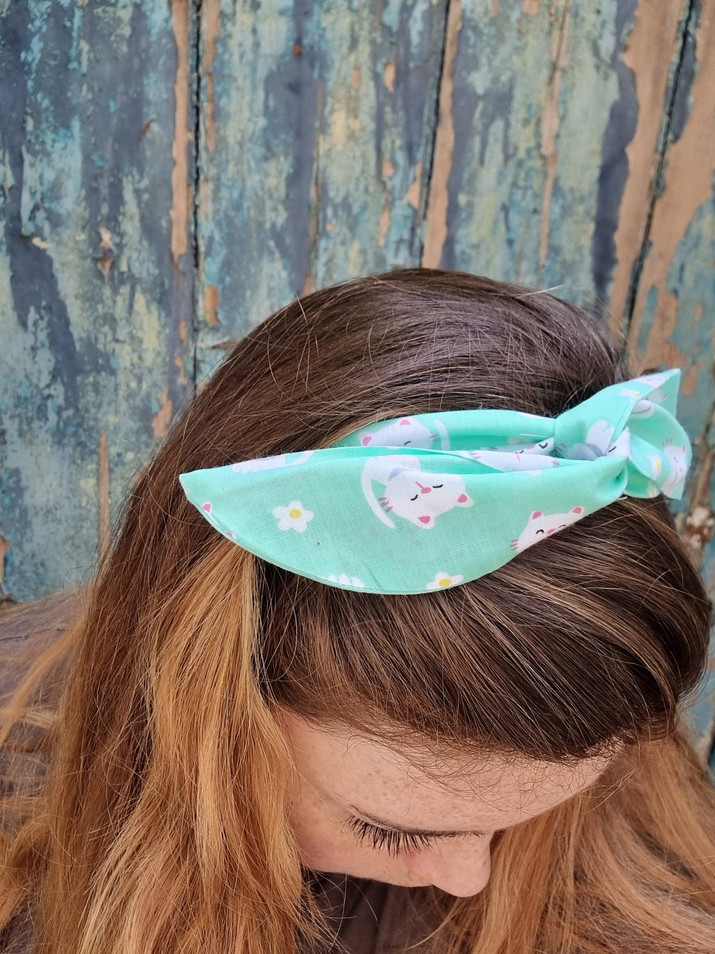 Mint Kitten Cuties Wired Headband