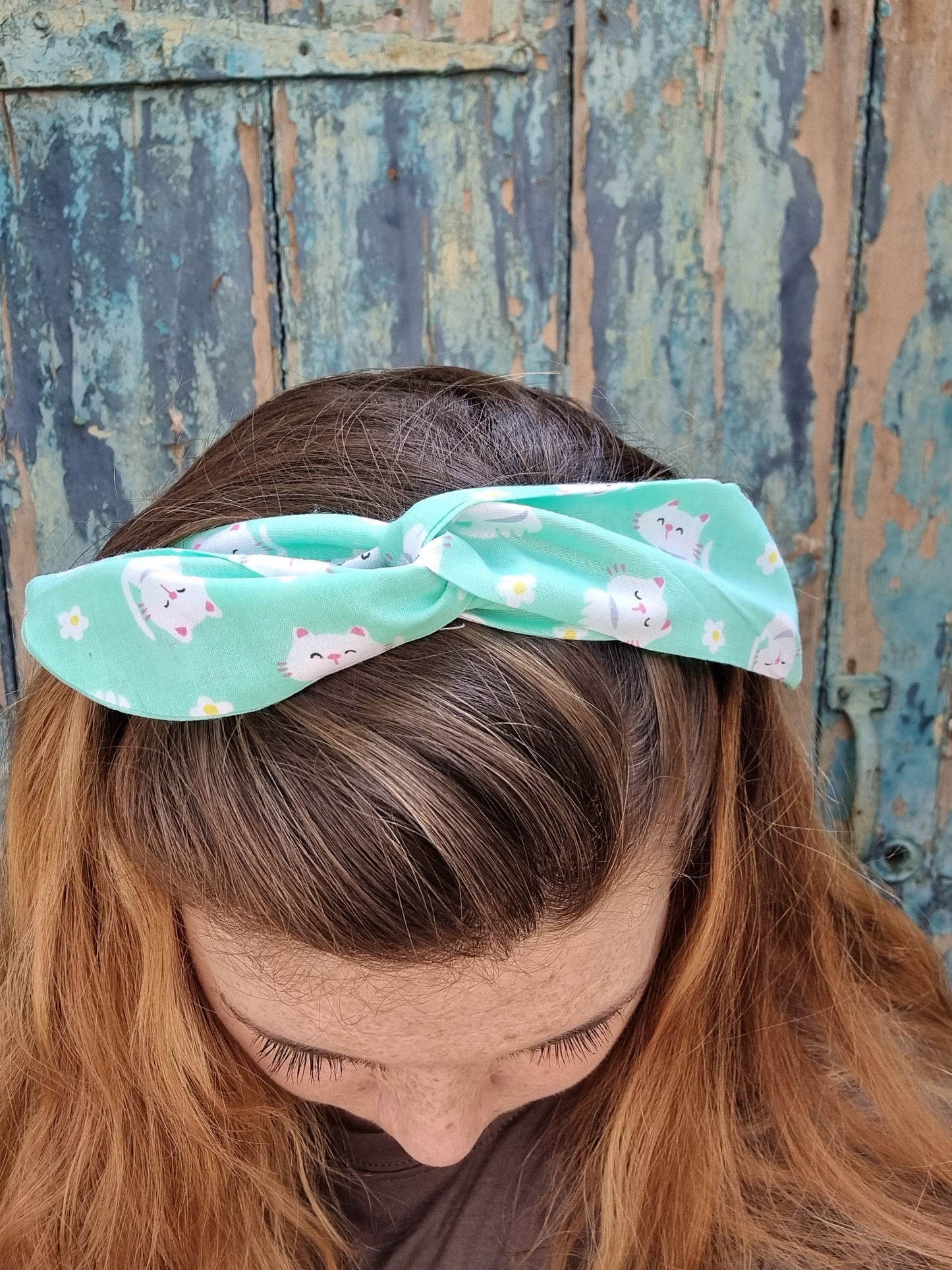 Mint Kitten Cuties Wired Headband