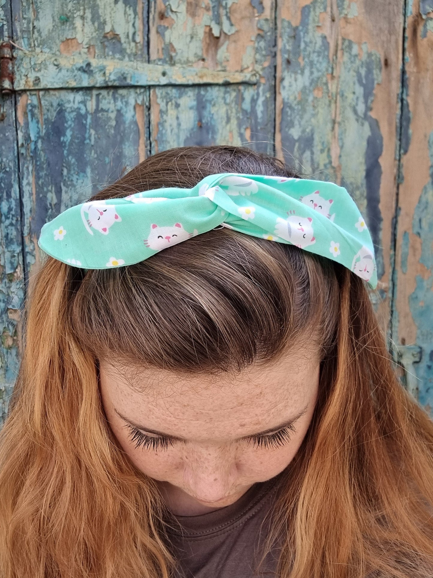 Mint Kitten Cuties Wired Headband