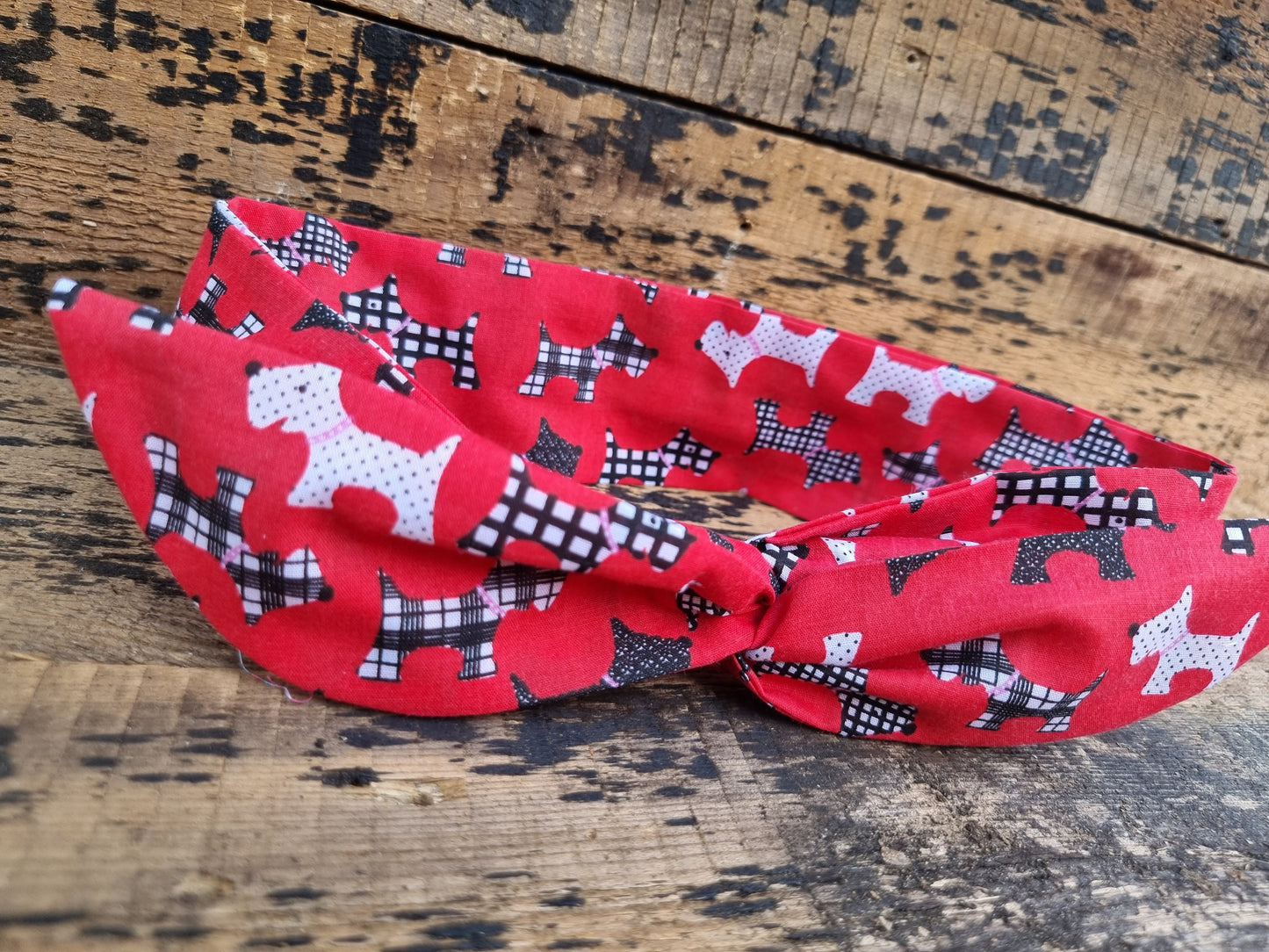 Red Scottie Dogs Wired Headband