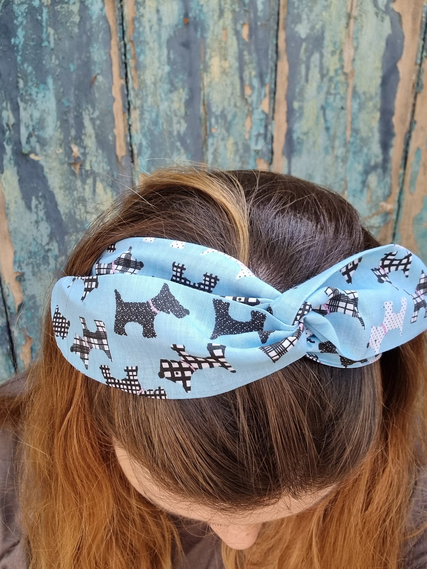 Light Blue Scottie Dogs Wired Headband