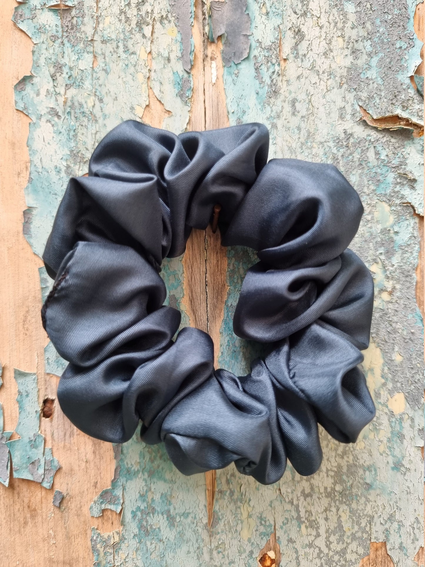 Petrol Blue Satin Feel Scrunchie | Hair Tie