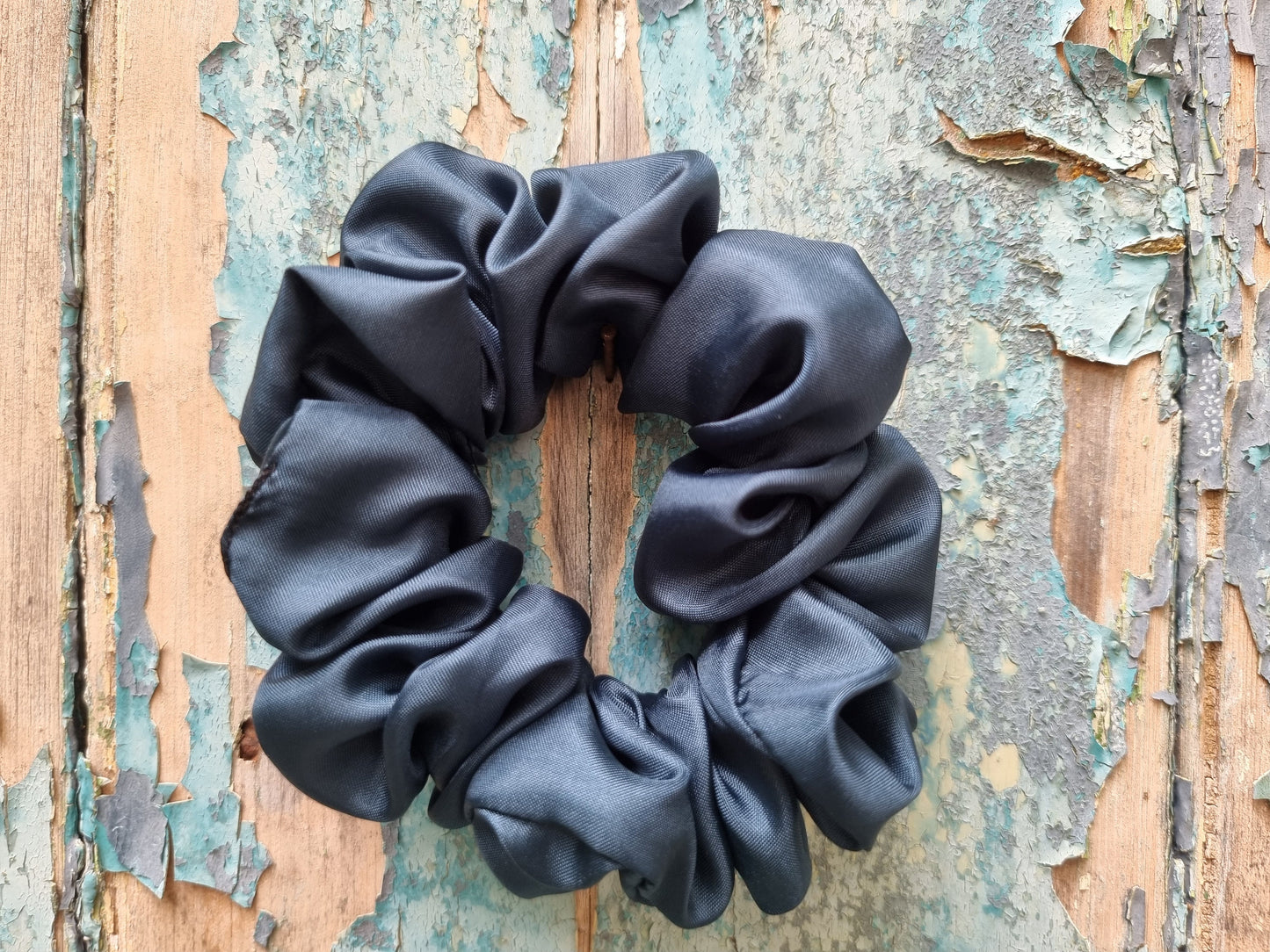 Petrol Blue Satin Feel Scrunchie | Hair Tie