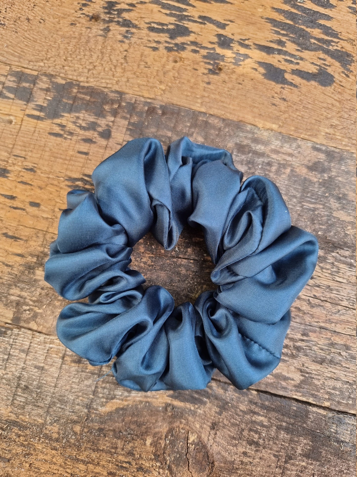 Petrol Blue Satin Feel Scrunchie | Hair Tie