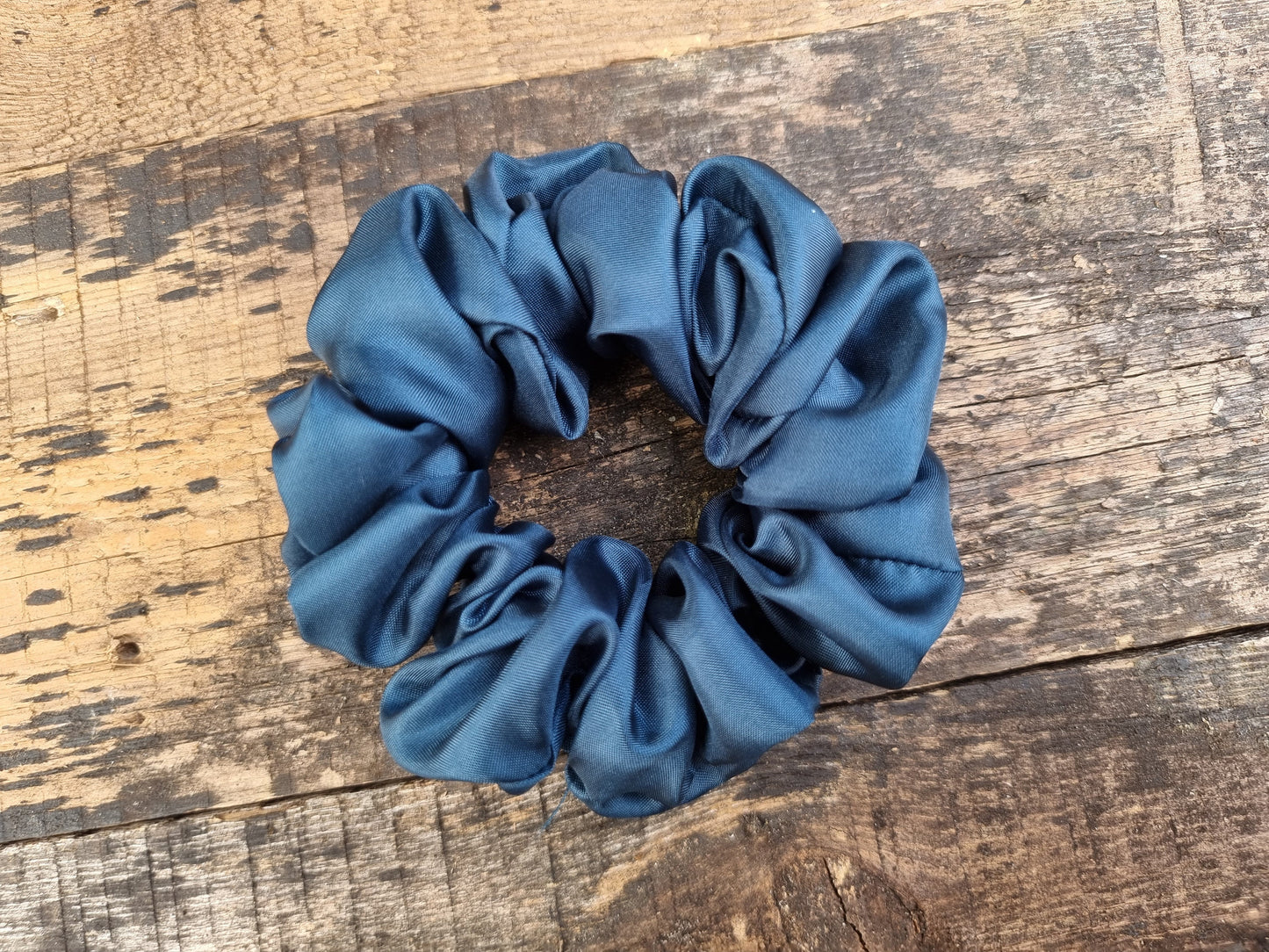 Petrol Blue Satin Feel Scrunchie | Hair Tie