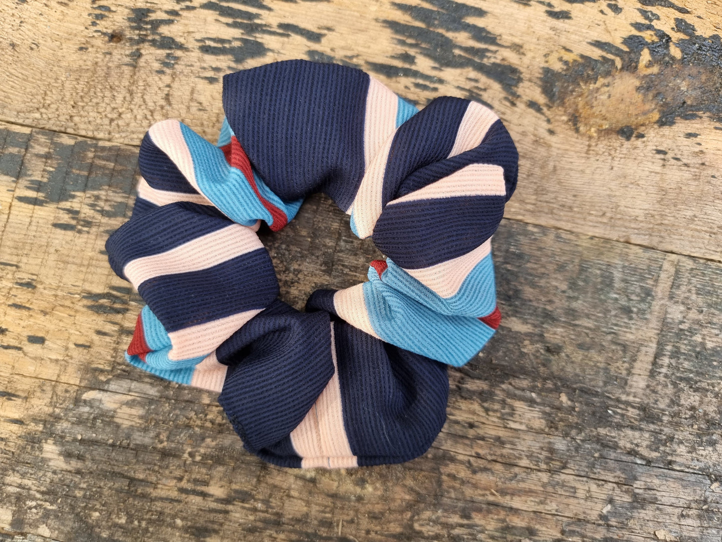 Soft Crinkle Stripe Crepe Scrunchie | Hair Tie