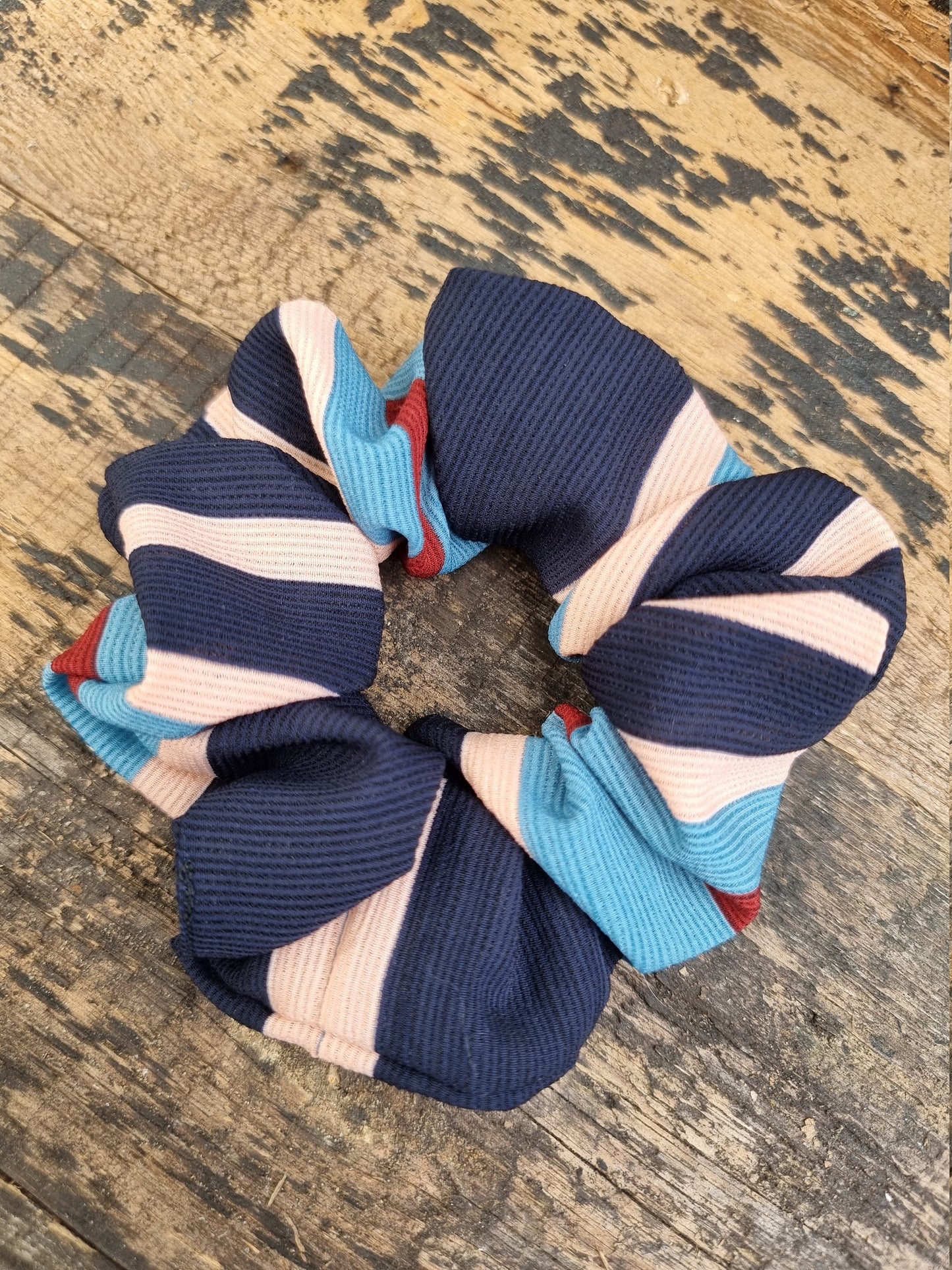 Soft Crinkle Stripe Crepe Scrunchie | Hair Tie