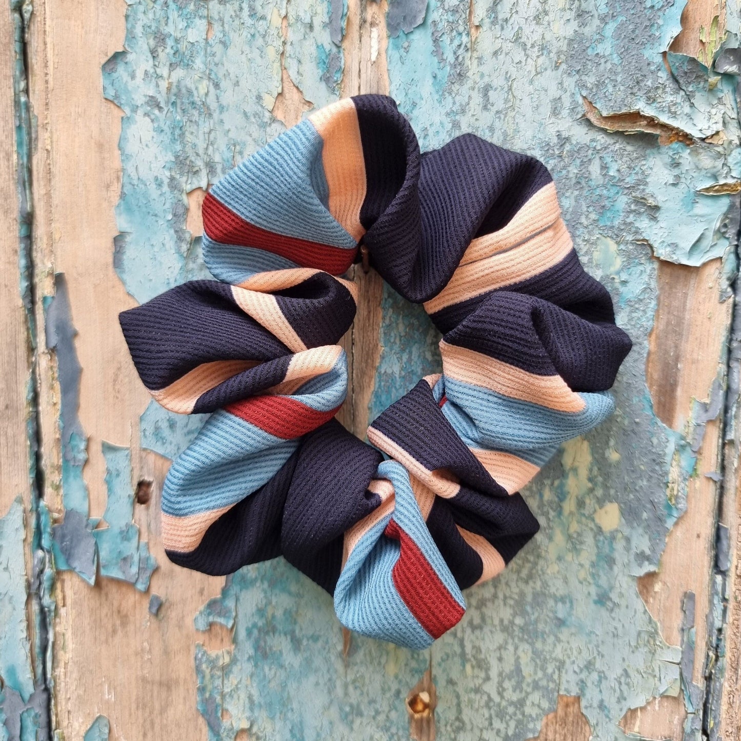 Soft Crinkle Stripe Crepe Scrunchie | Hair Tie