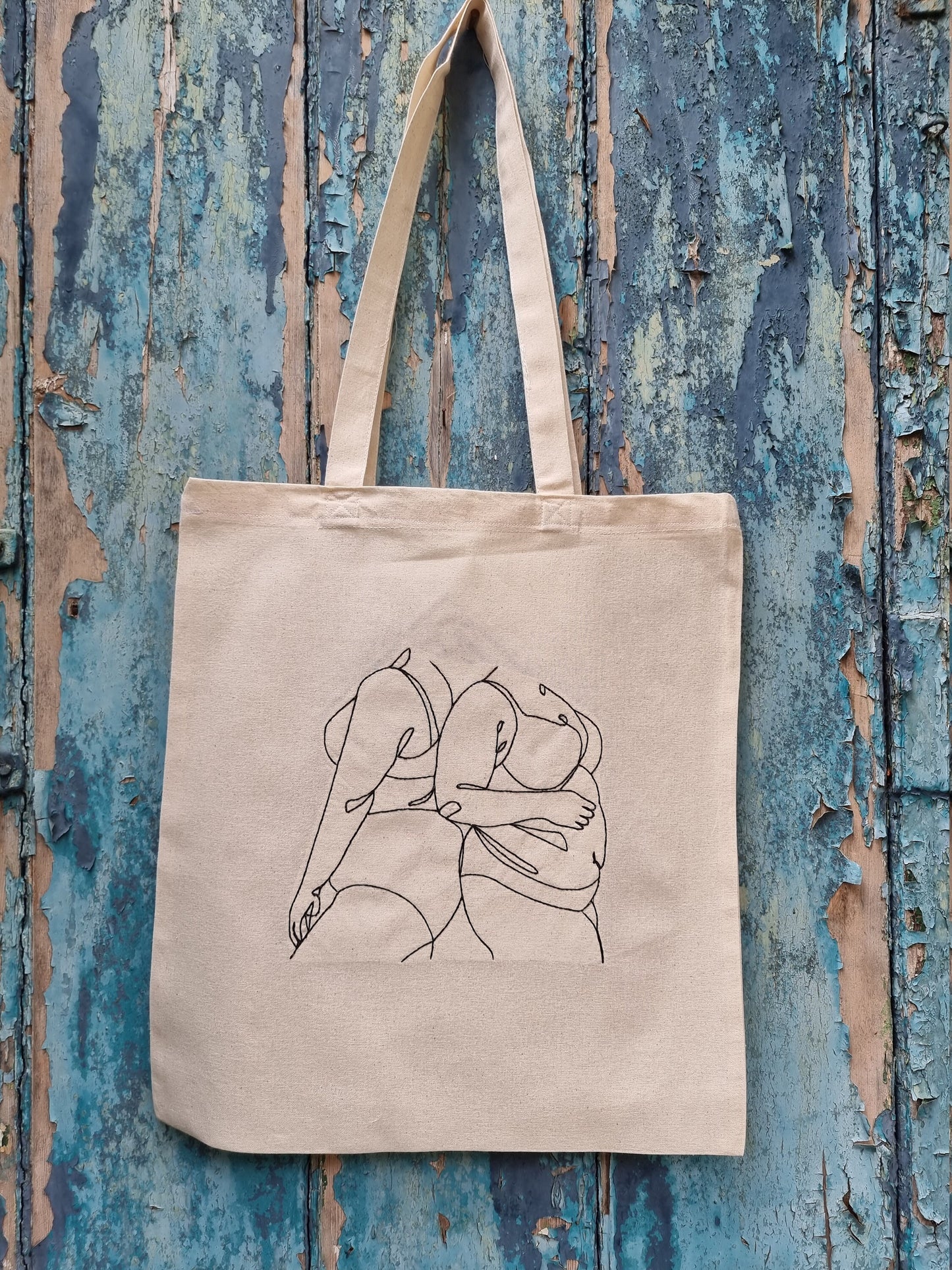 Body Positivity Line Art Embroidered Tote Bag