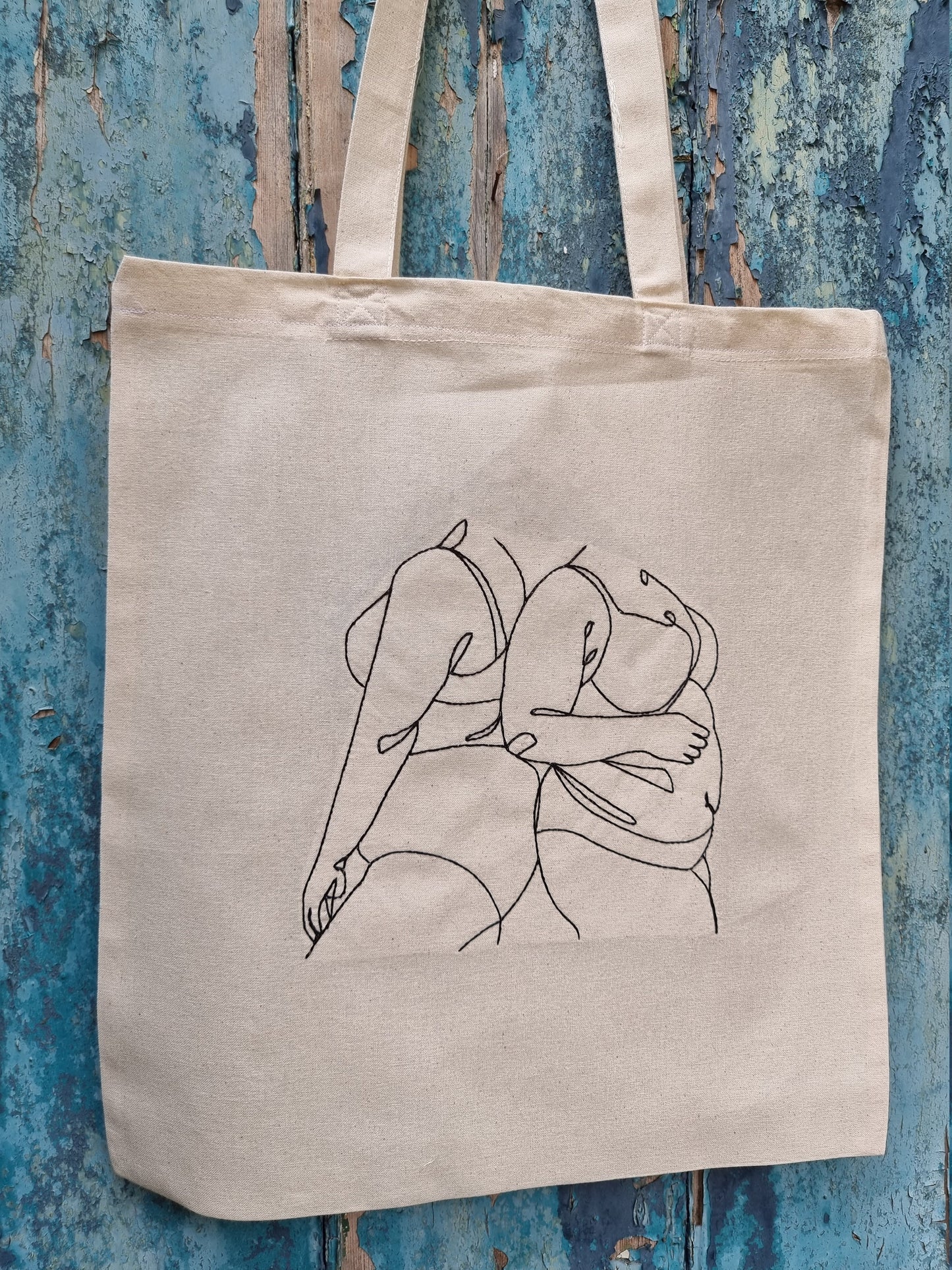 Body Positivity Line Art Embroidered Tote Bag