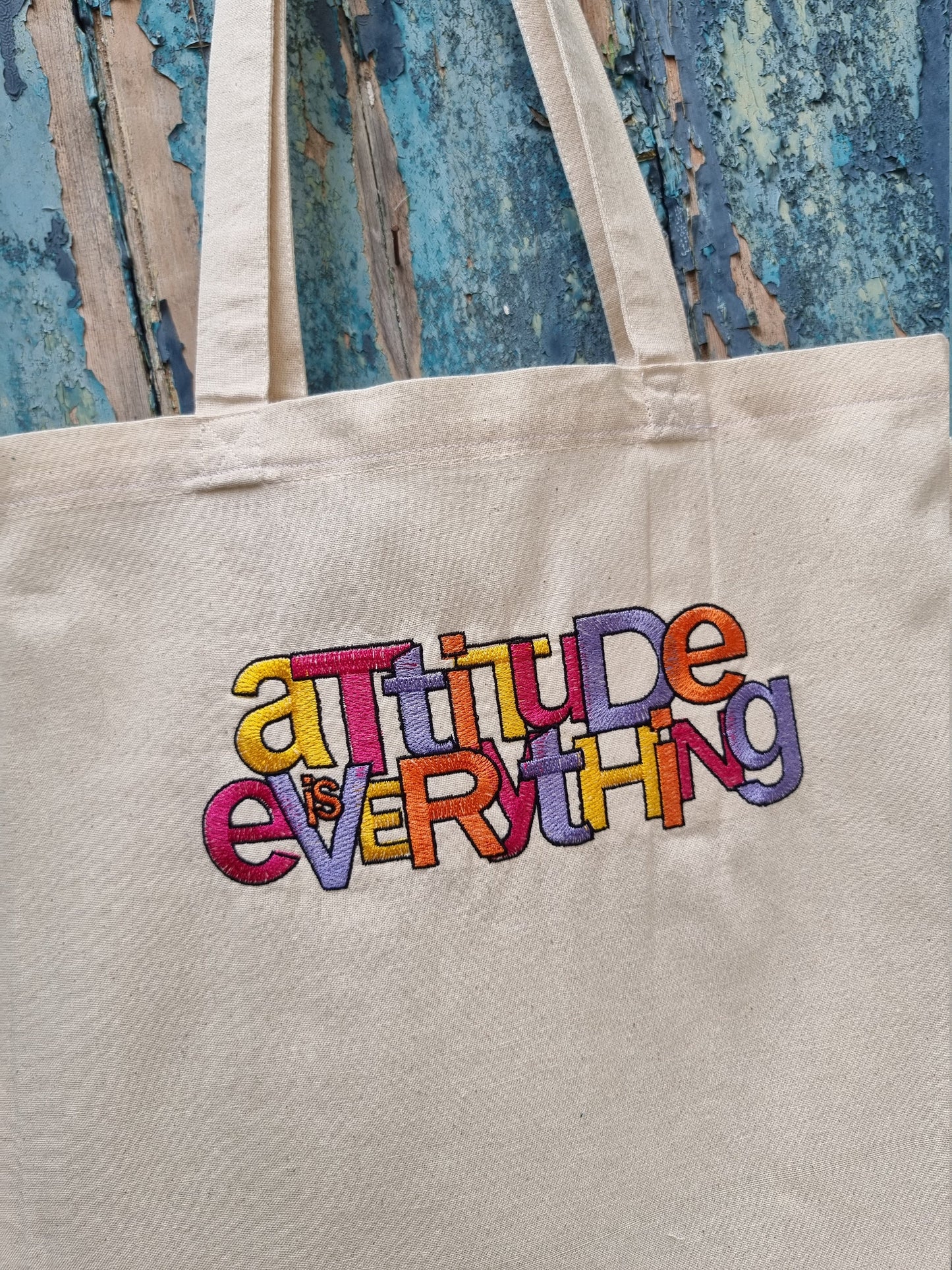 Attitude is Everything Embroidered Tote Bag