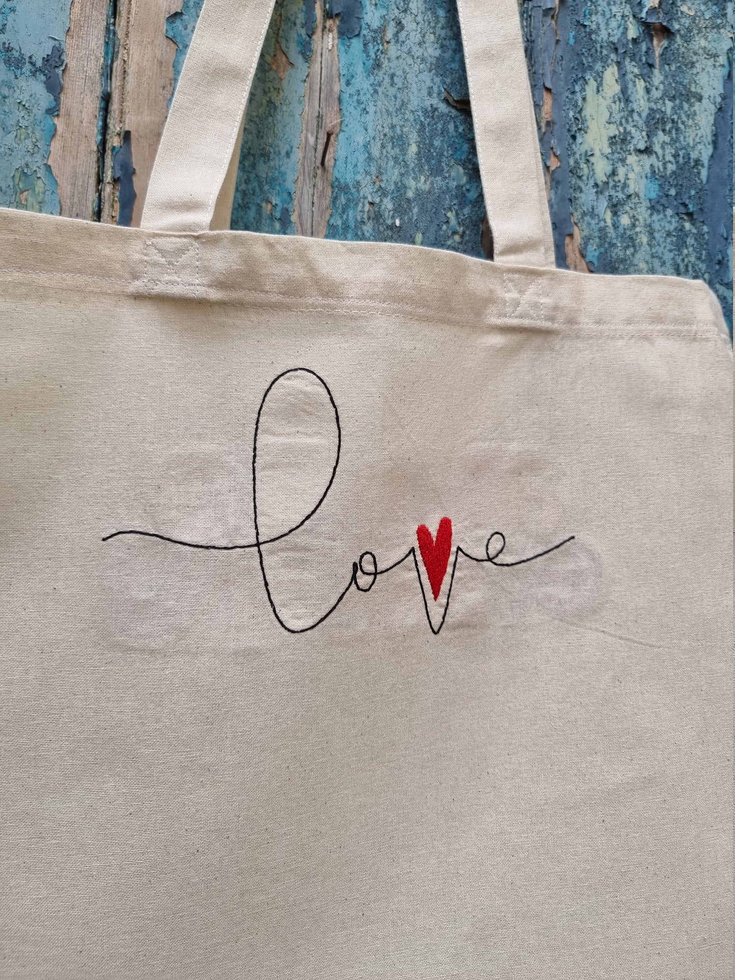 Simple Love Embroidered Tote Bag