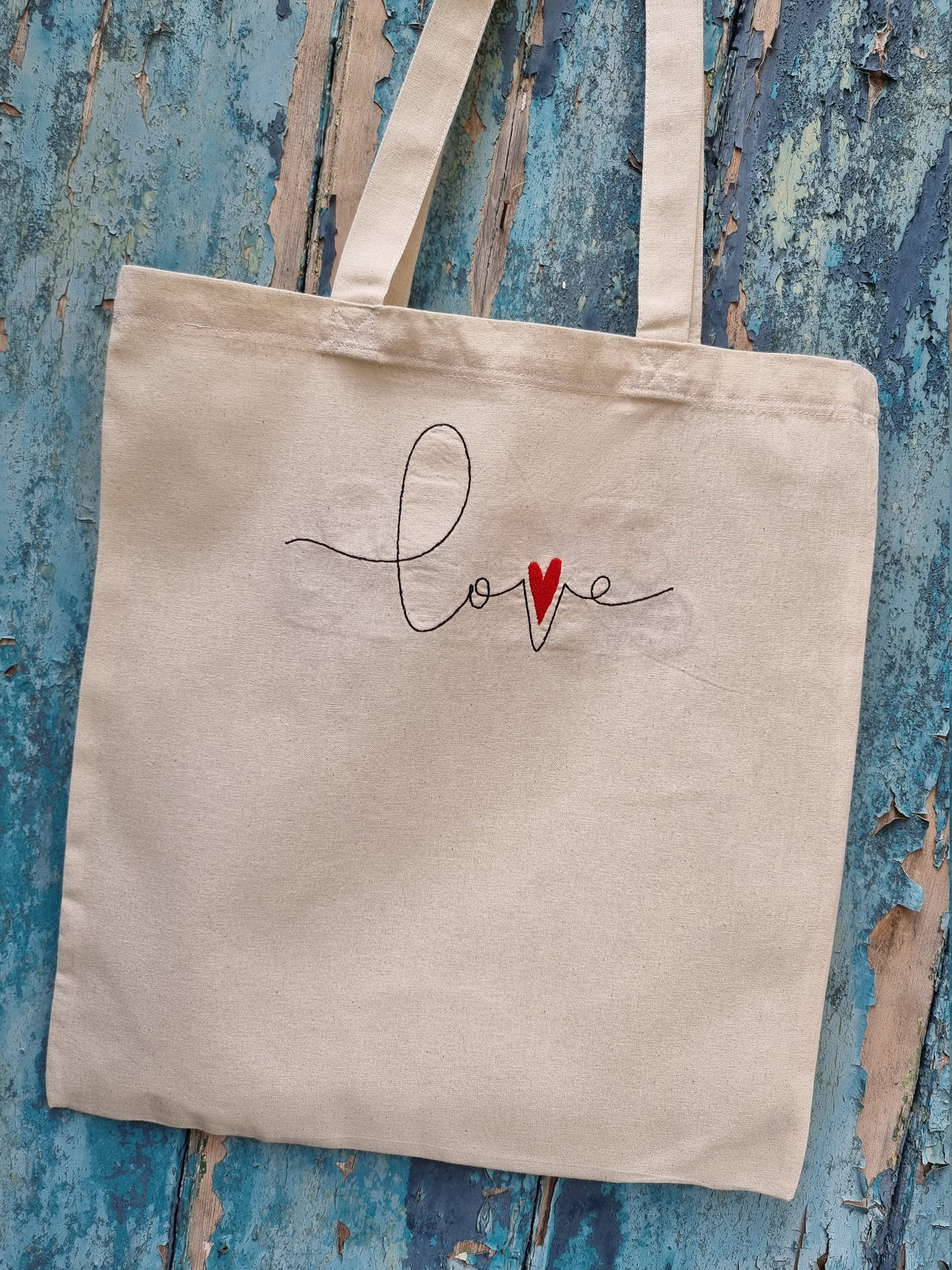 Simple Love Embroidered Tote Bag