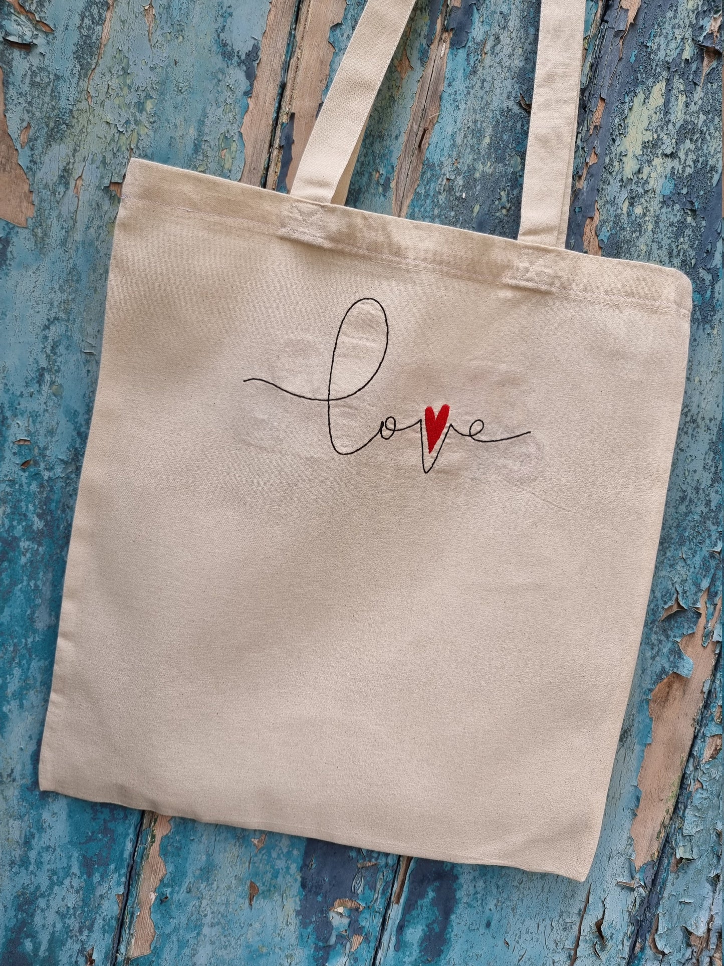 Simple Love Embroidered Tote Bag