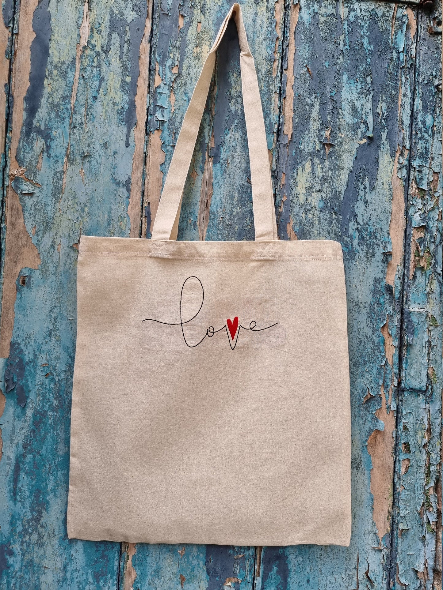 Simple Love Embroidered Tote Bag