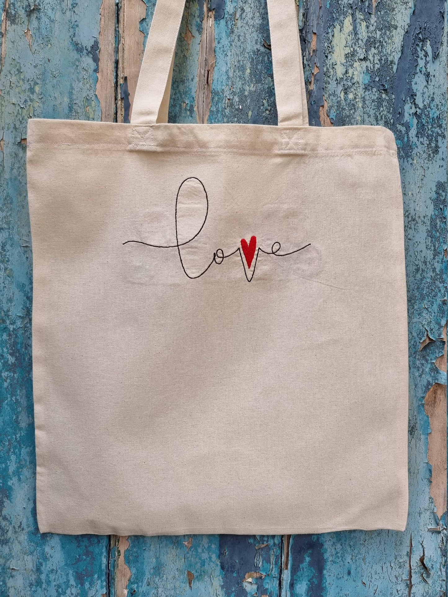 Simple Love Embroidered Tote Bag