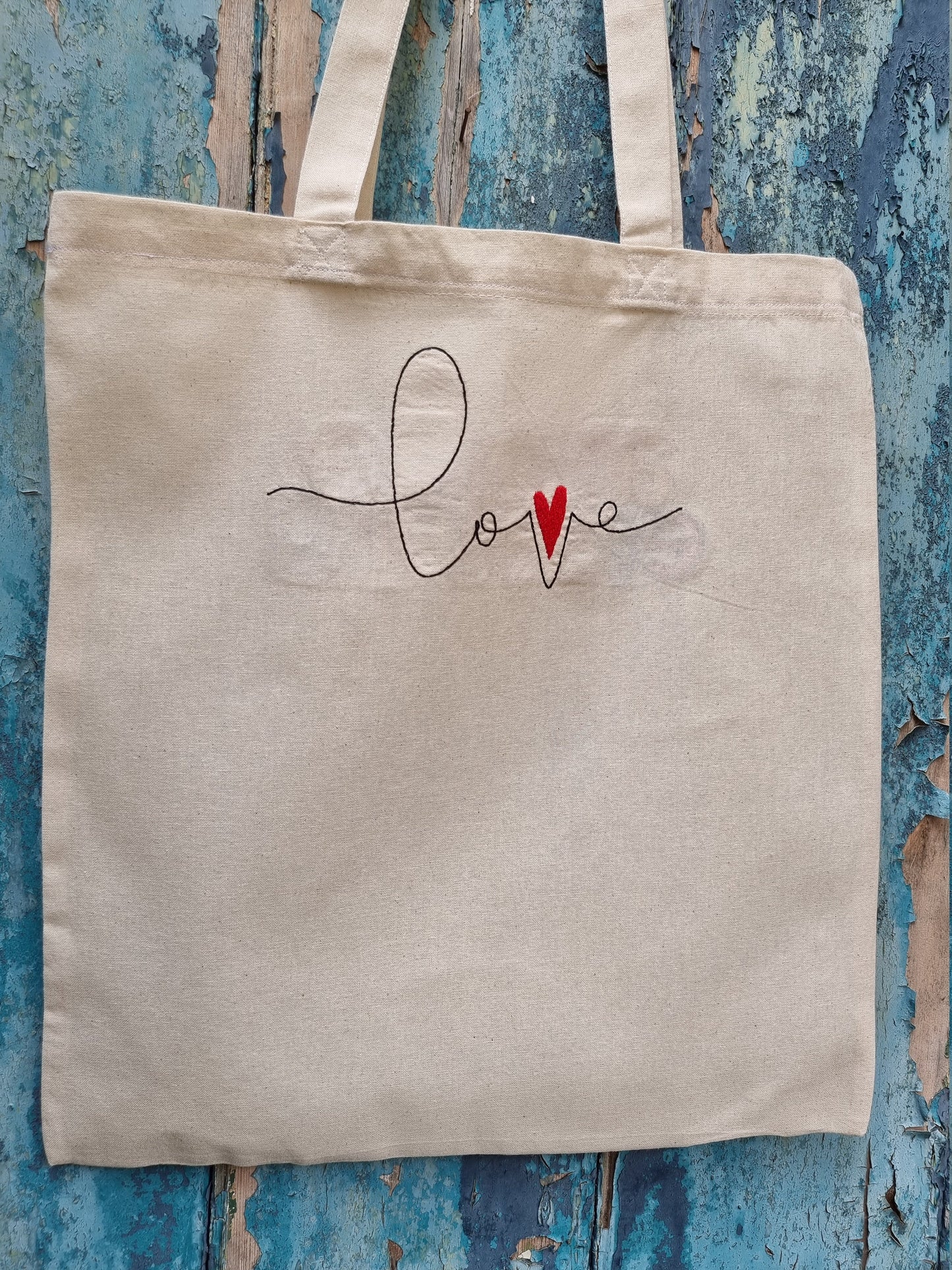 Simple Love Embroidered Tote Bag