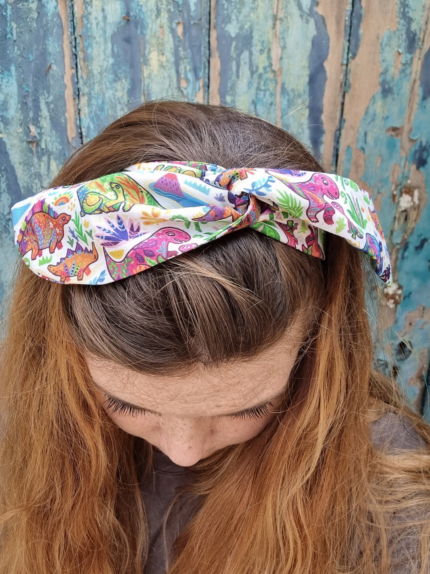 Funky Rainbow Dinosaurs Wired Headband