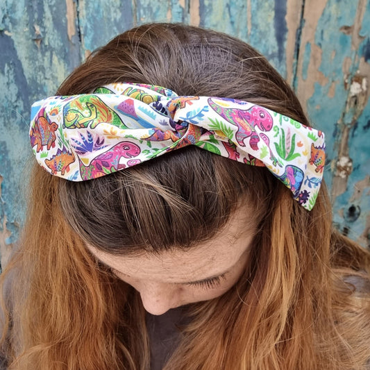 Funky Rainbow Dinosaurs Wired Headband