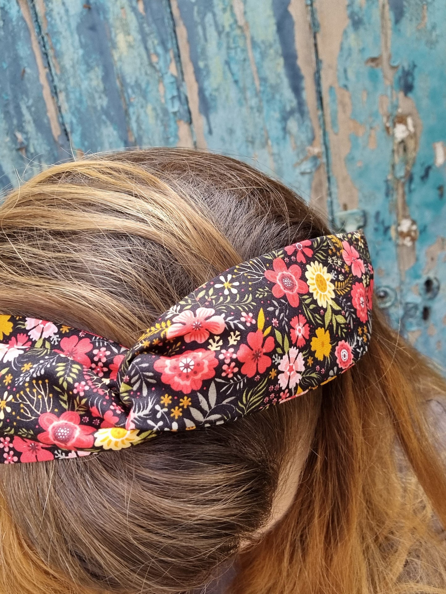 Black and Bright Floral Wired Headband