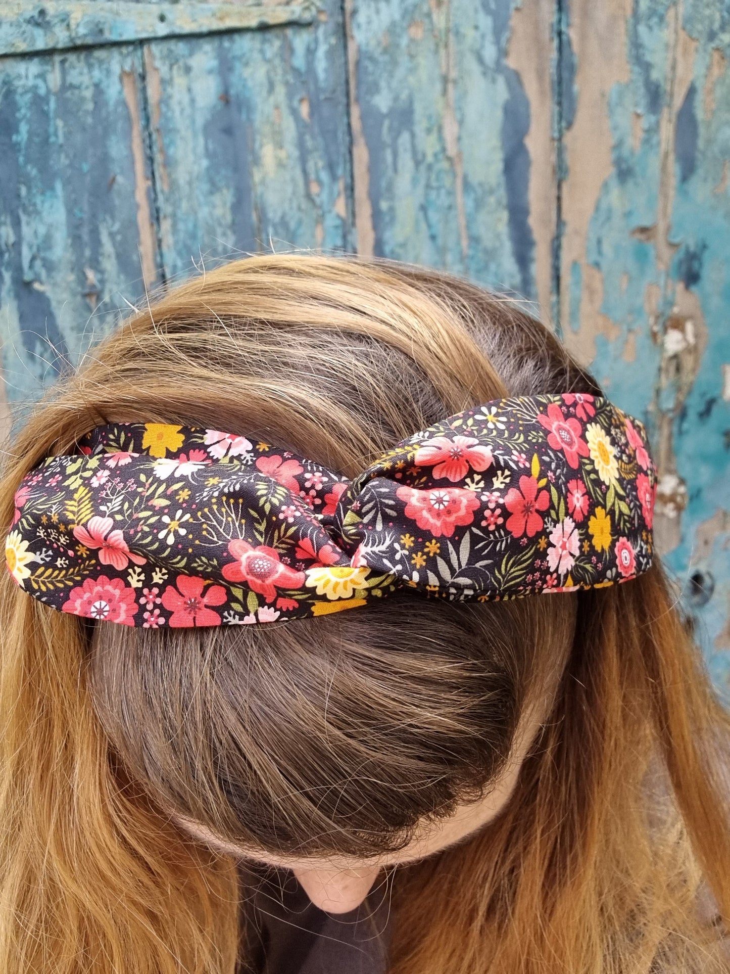 Black and Bright Floral Wired Headband