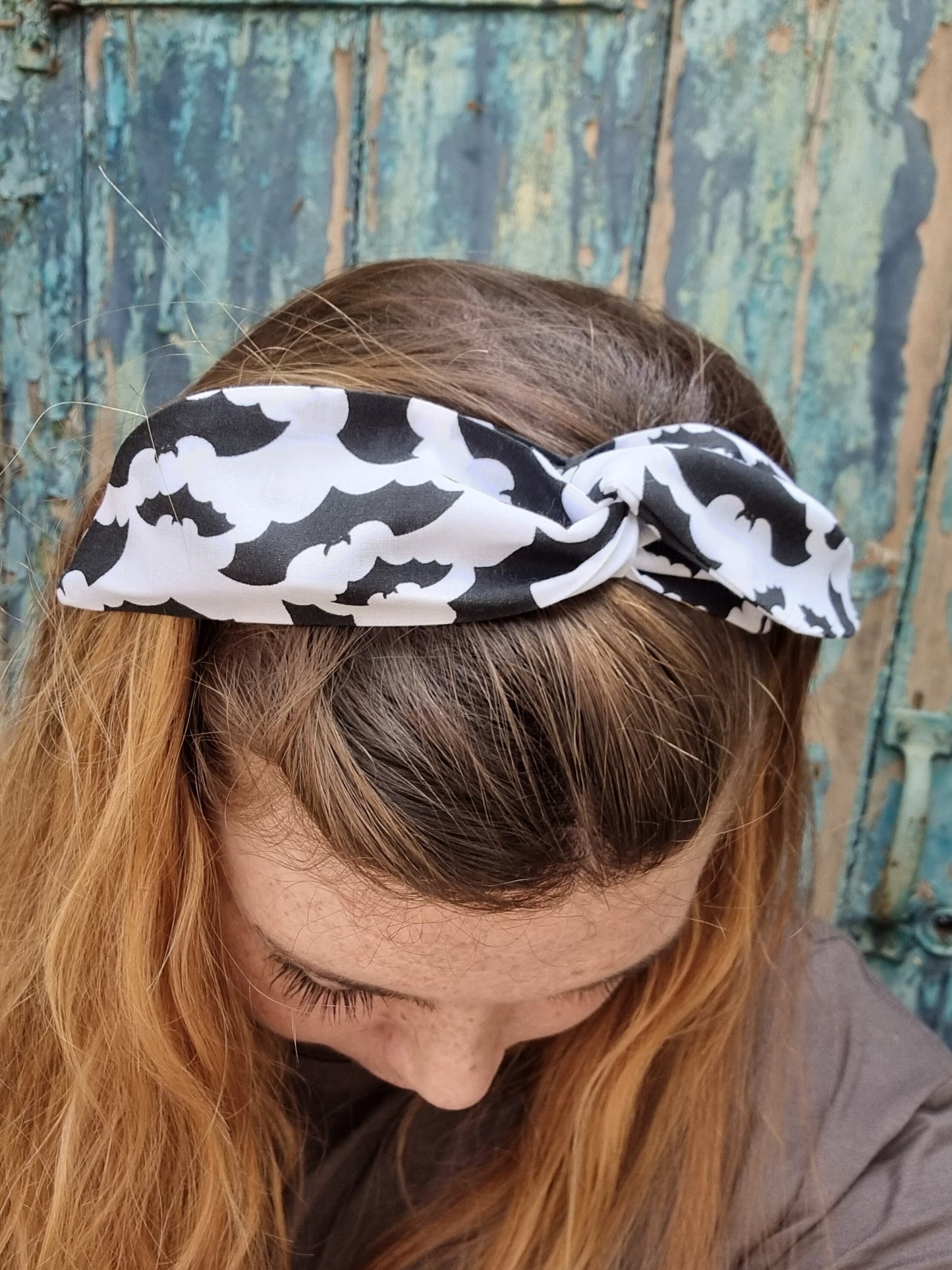 Halloween Black and White Bats Wired Headband