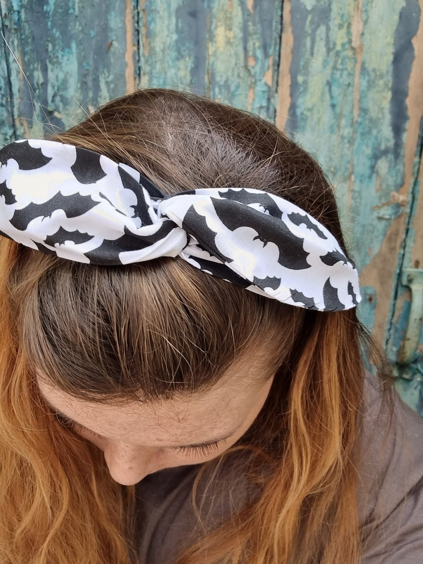 Halloween Black and White Bats Wired Headband