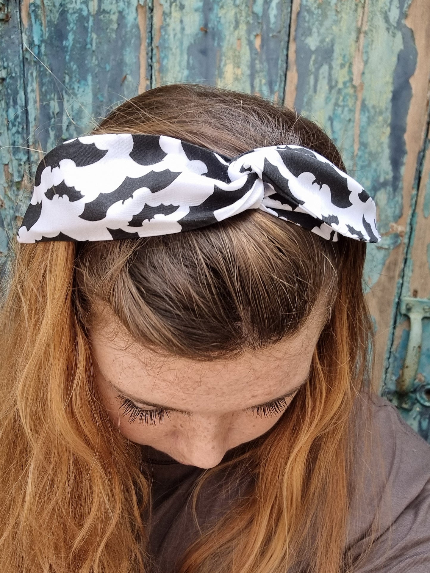 Halloween Black and White Bats Wired Headband