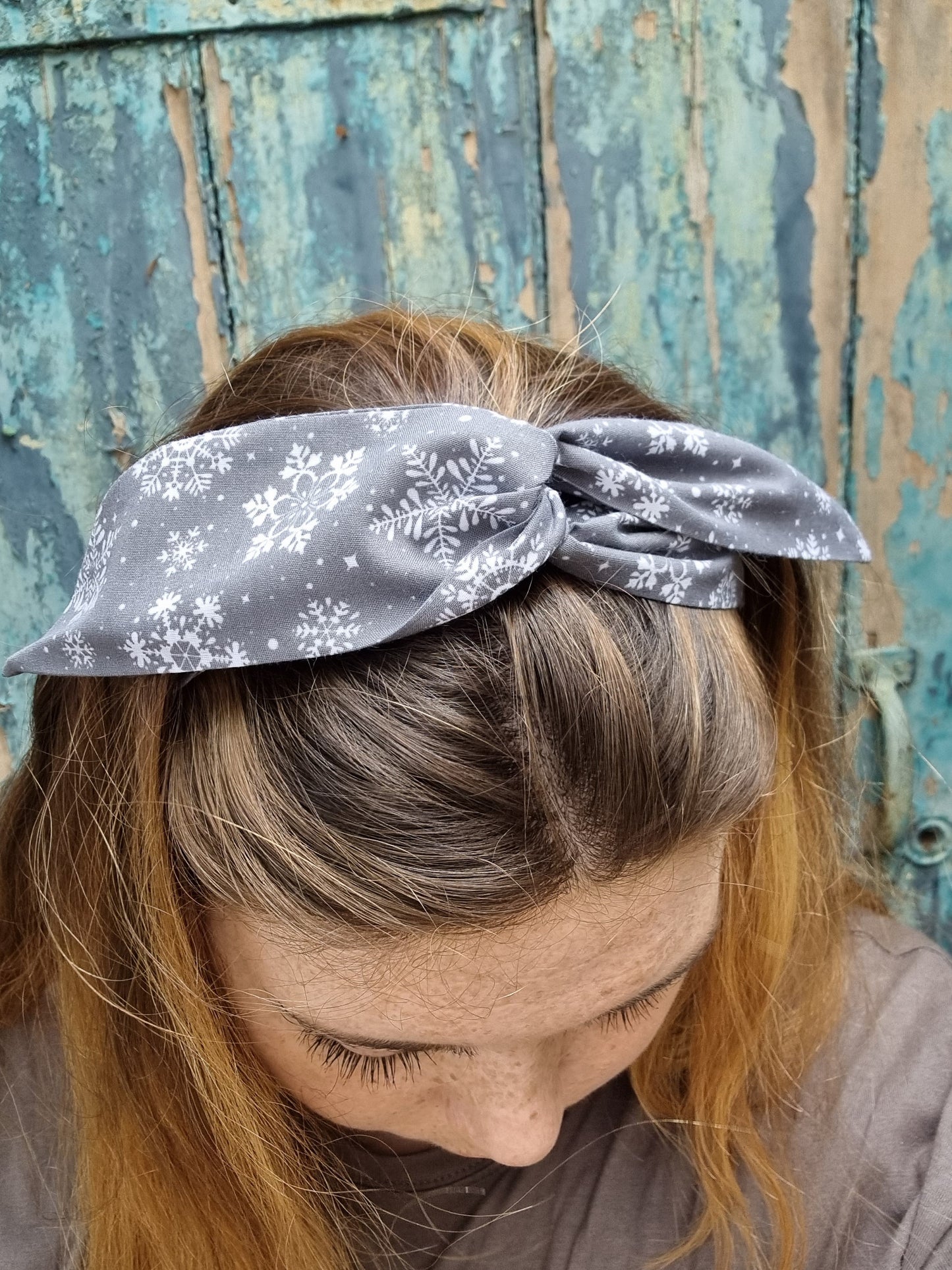 Grey Snowflakes Wired Headband