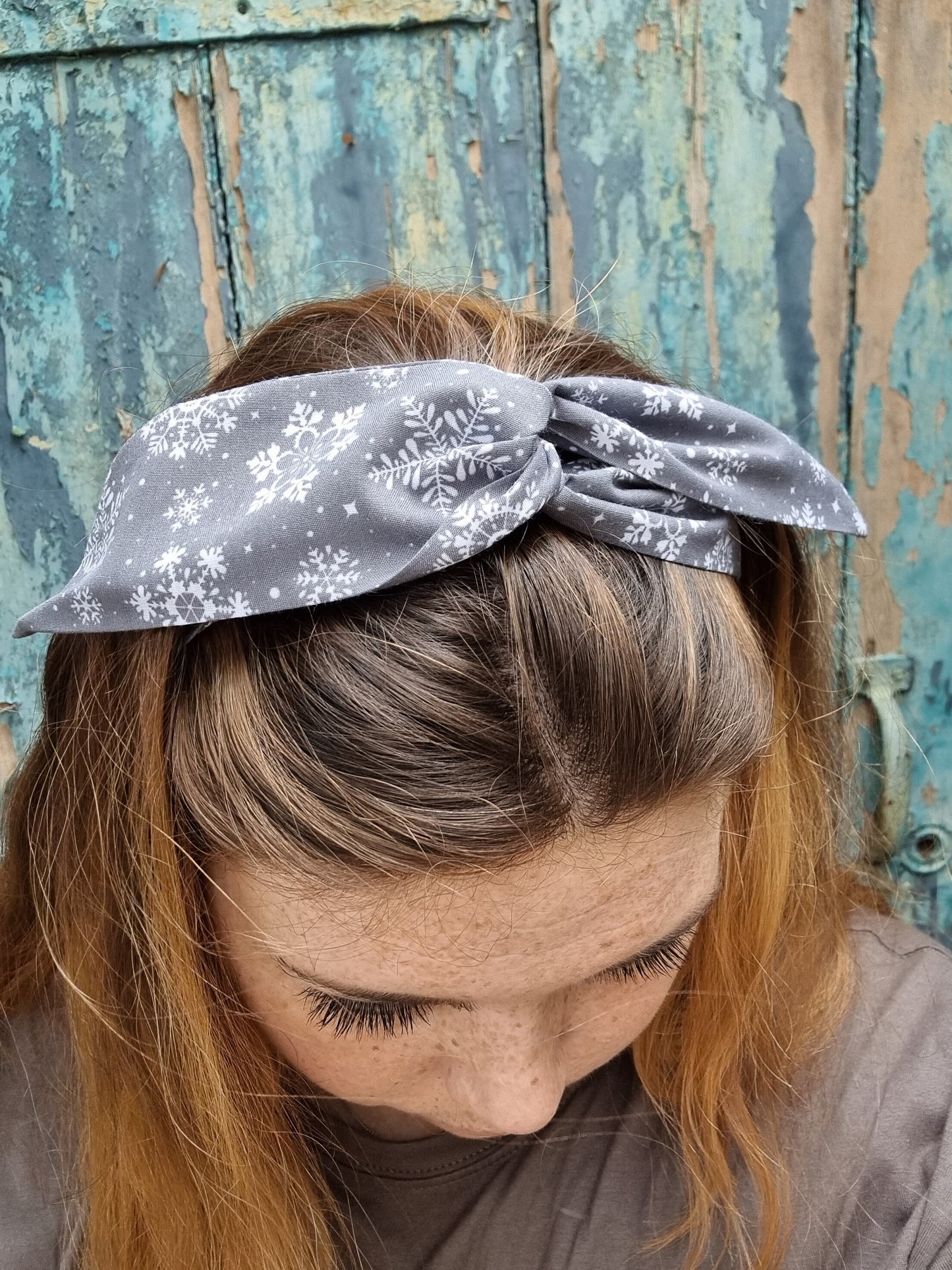 Grey Snowflakes Wired Headband