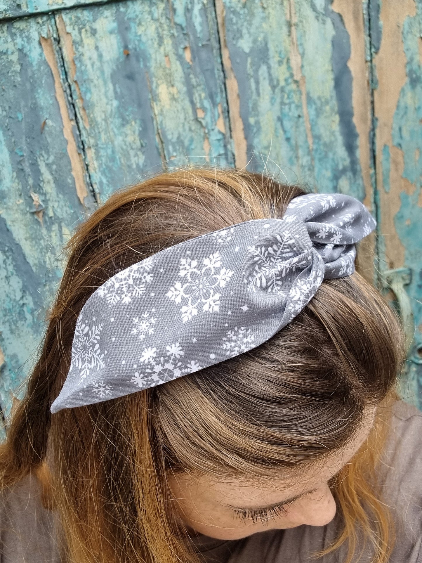 Grey Snowflakes Wired Headband