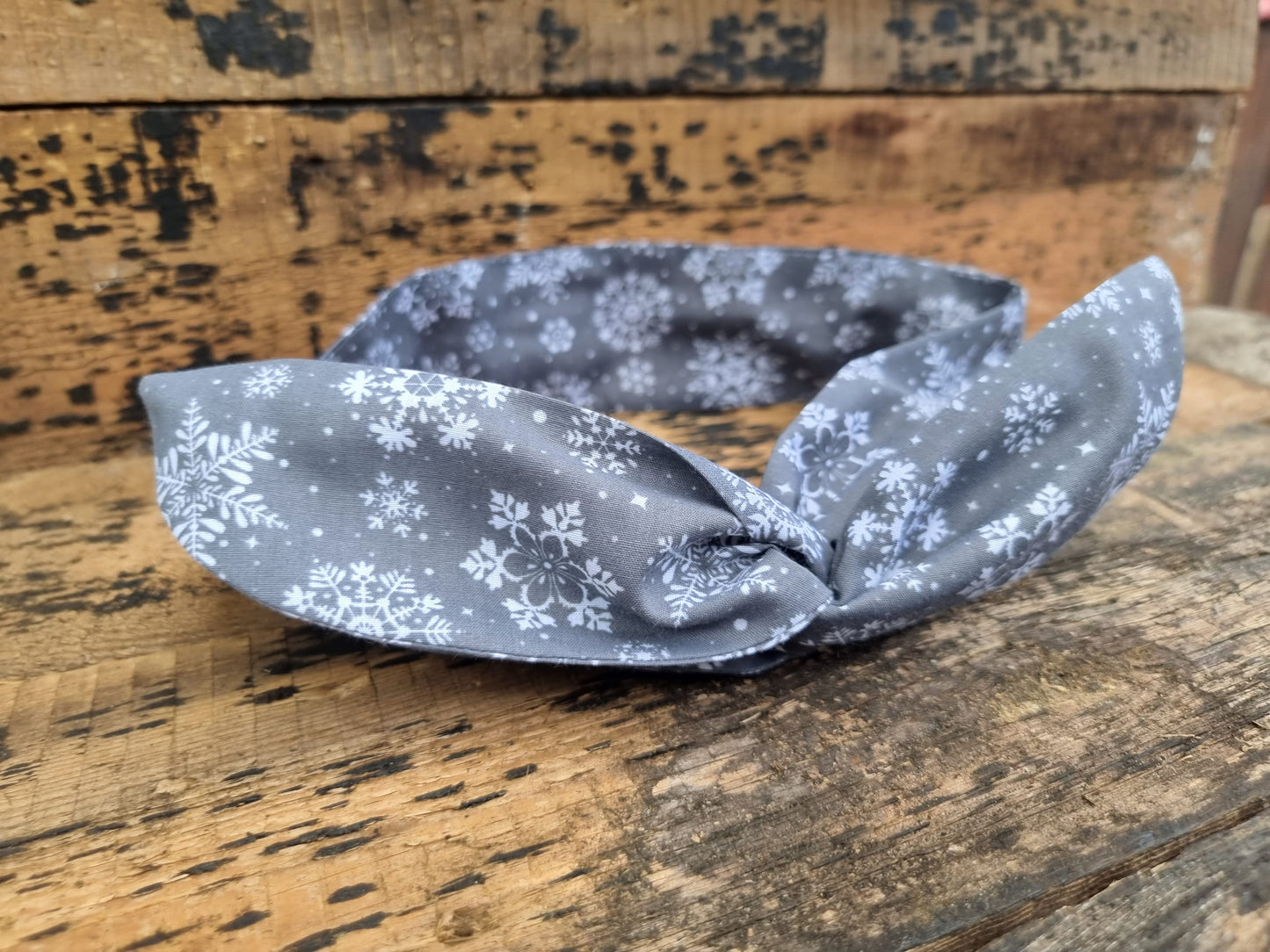 Grey Snowflakes Wired Headband