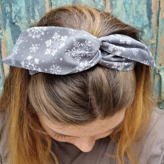 Grey Snowflakes Wired Headband