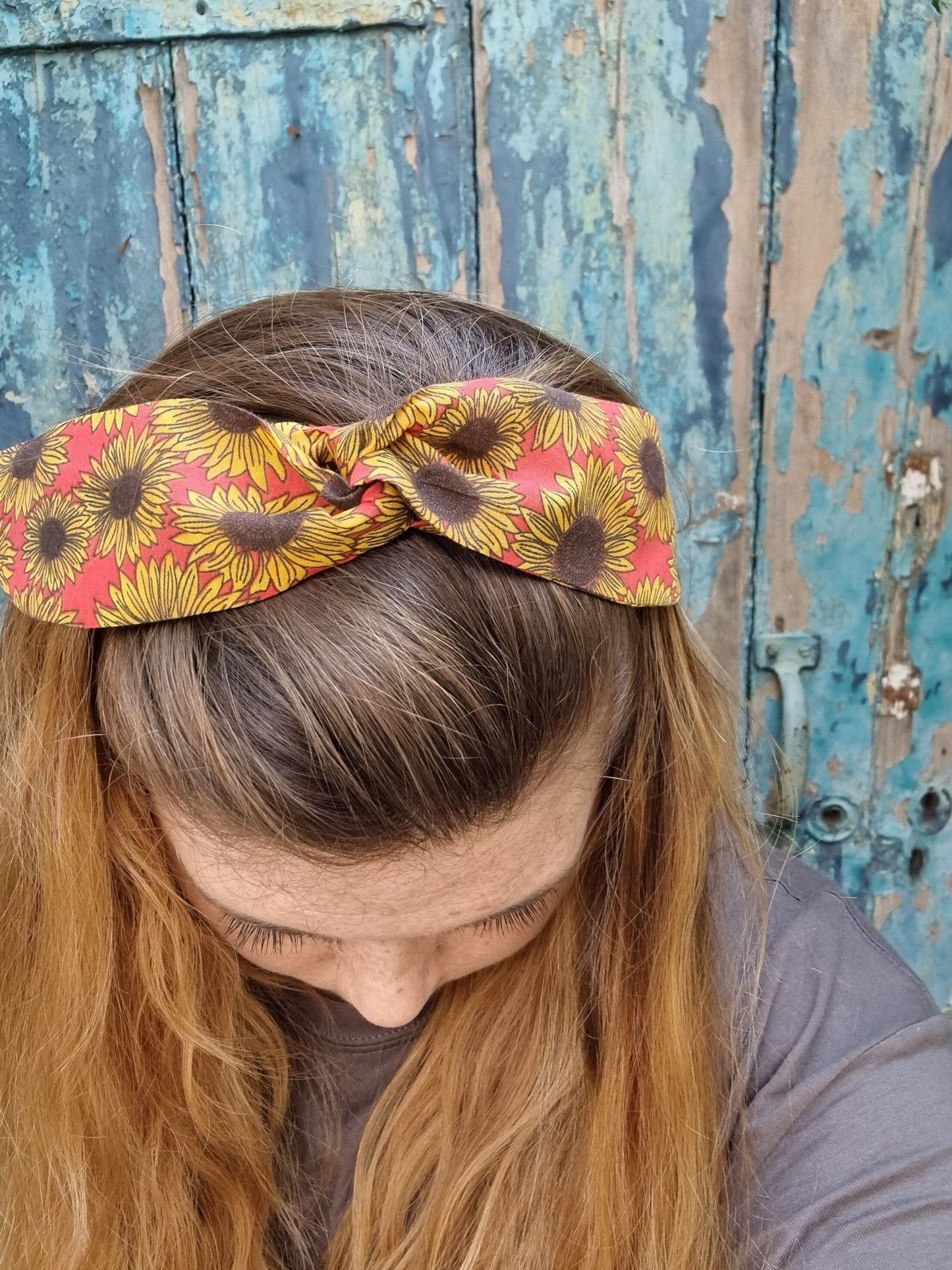 Red Sunflowers Wired Headband