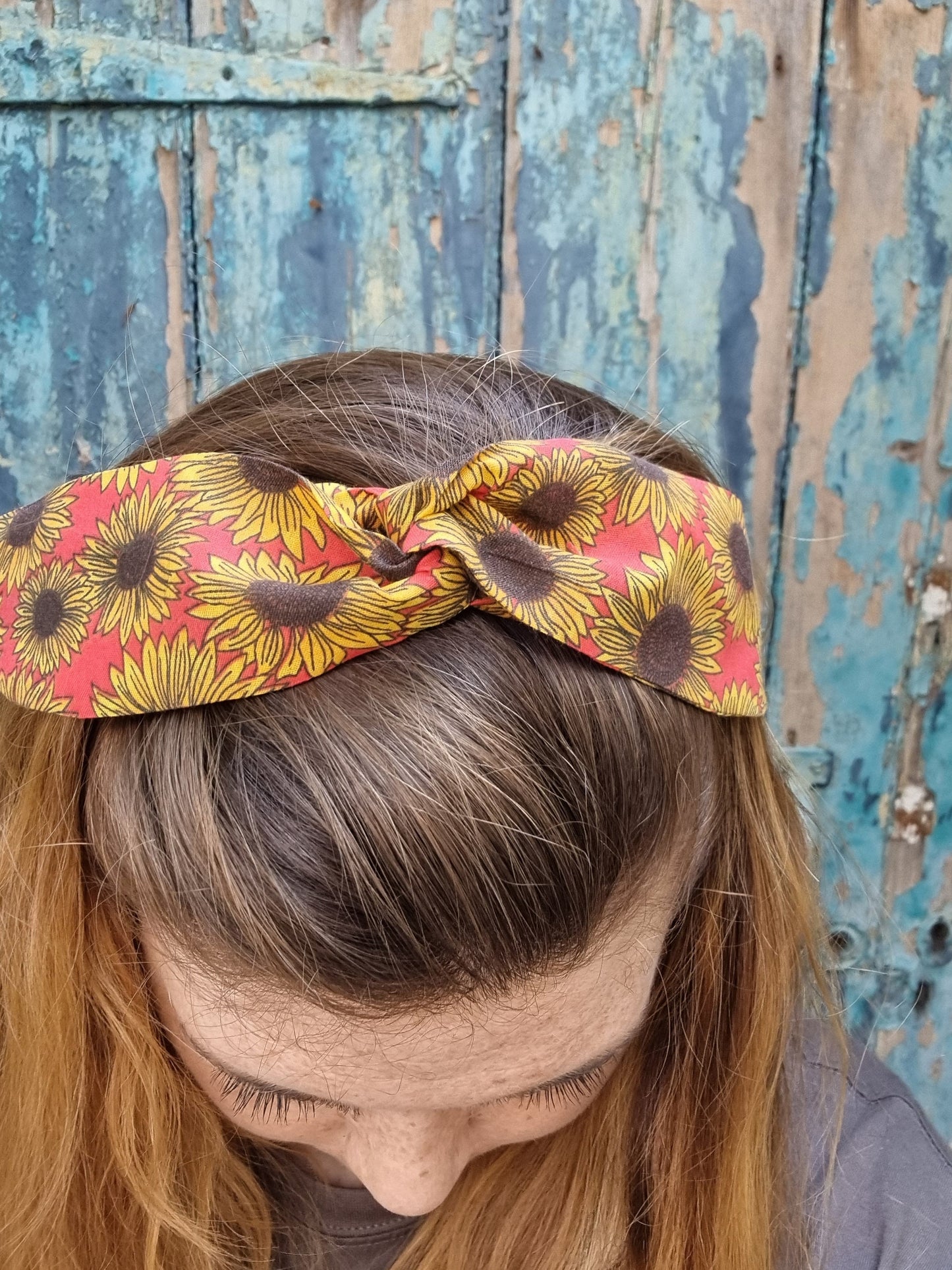 Red Sunflowers Wired Headband